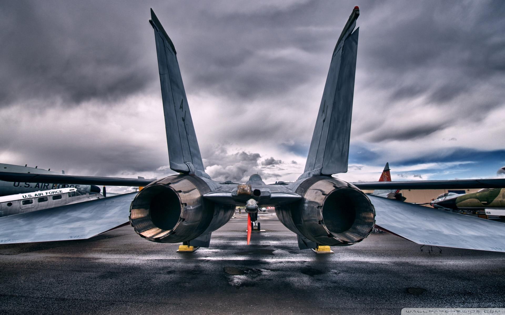 parked, jet, 1080P, aircraft planes, rear, engines, HD Wallpaper