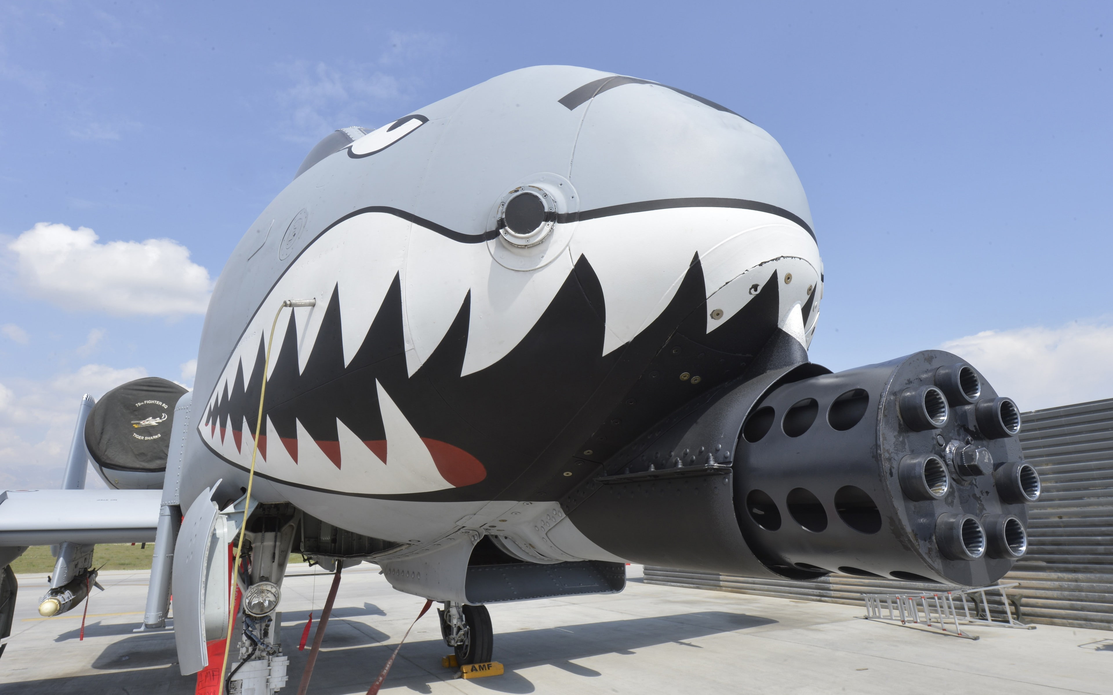 fairchild a 10 thunderbolt ii aircraft military aircraft cannons closeup chain guns, cloud - sky, airplane, air vehicle, military, no people, outdoors, HD Wallpaper