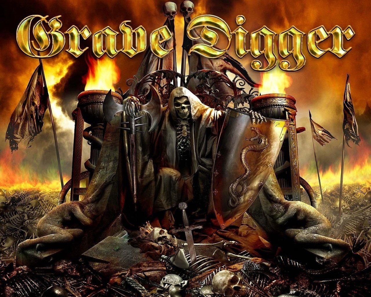 Grave Digger, Skull, Music, 720P, HD Wallpaper