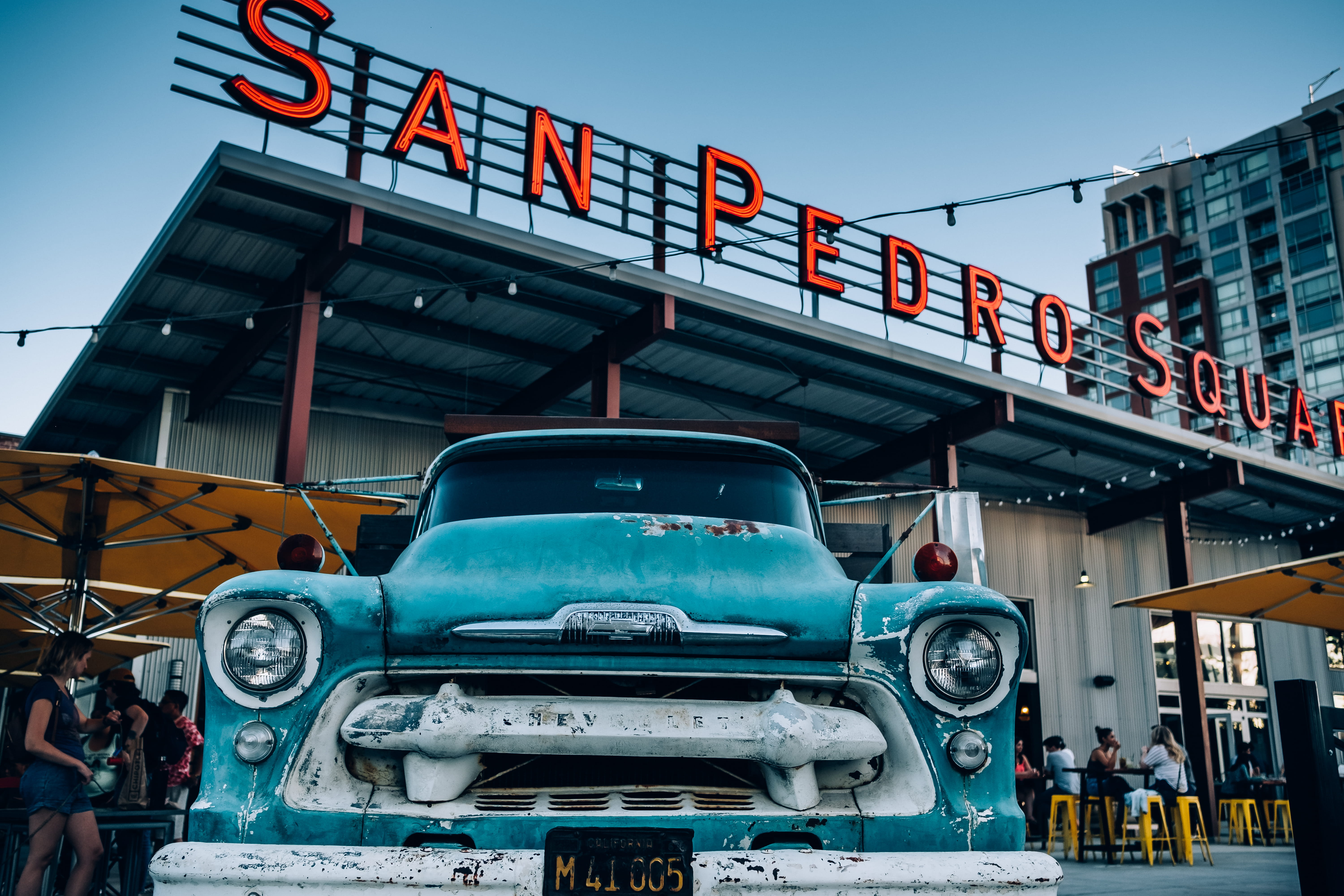 human, sanjose, road, person, tire, wheel, urban, car wheel, street, blue, machine, parked, sky, land vehicle, group of people, hot rod, sanpedro, outdoors, HD Wallpaper