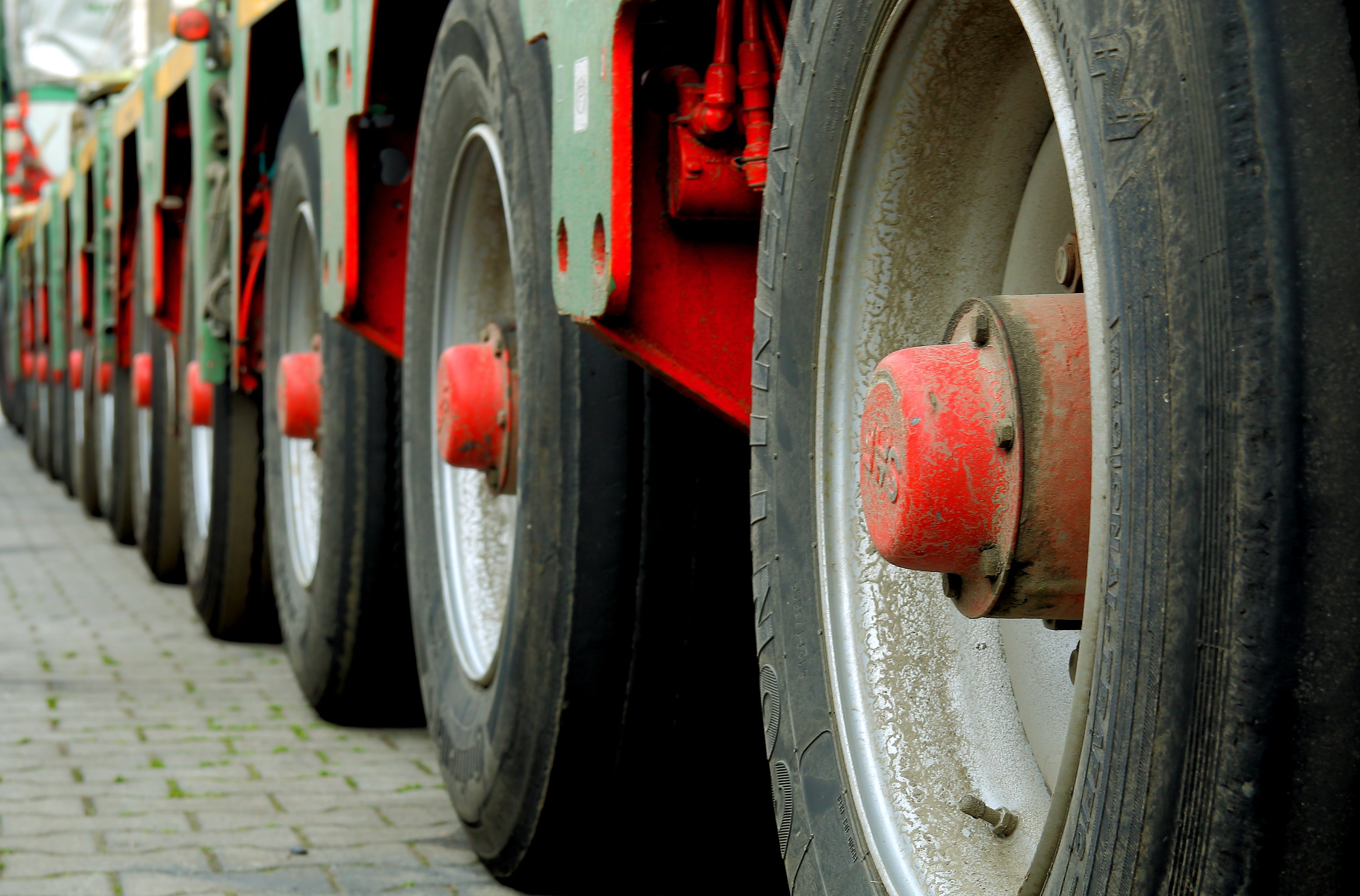 machinery, in a row, transport, red, 4K, mature, industry, car, wheels, agricultural machinery, metal, paver, nature, tire, axes, transportation, rim, HD Wallpaper