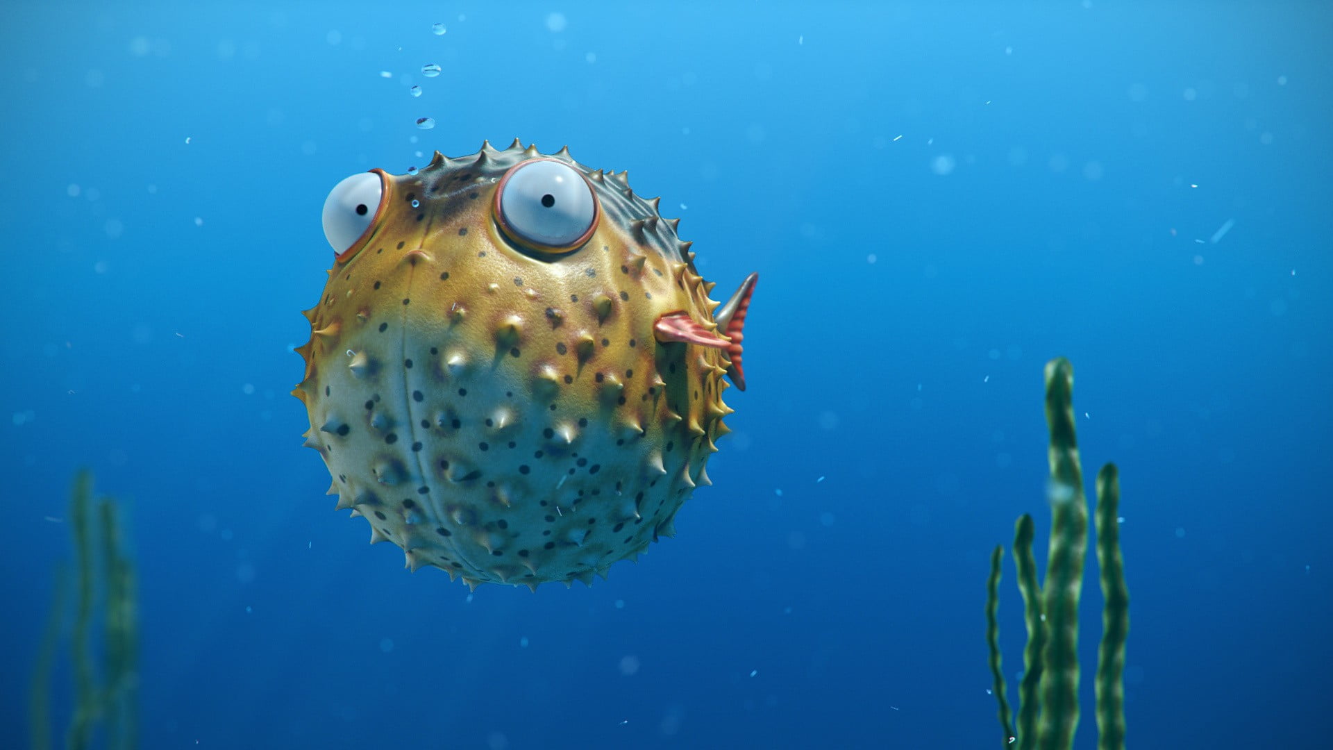 no people, marine, water, animal wildlife, vertebrate, fish, puffer, animal, one animal, blue, underwater, drawing, sea, digital art, digital, spotted, HD Wallpaper