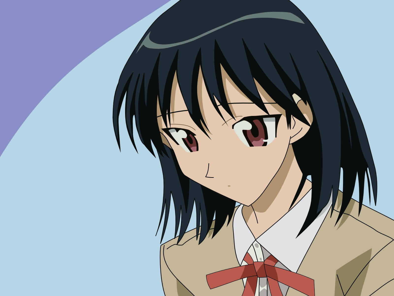 close-up, sky, look, outdoors, 720P, human representation, girl, portrait, school rumble, studio shot, blue, clear sky, nature, low angle view, day, brunette, HD Wallpaper