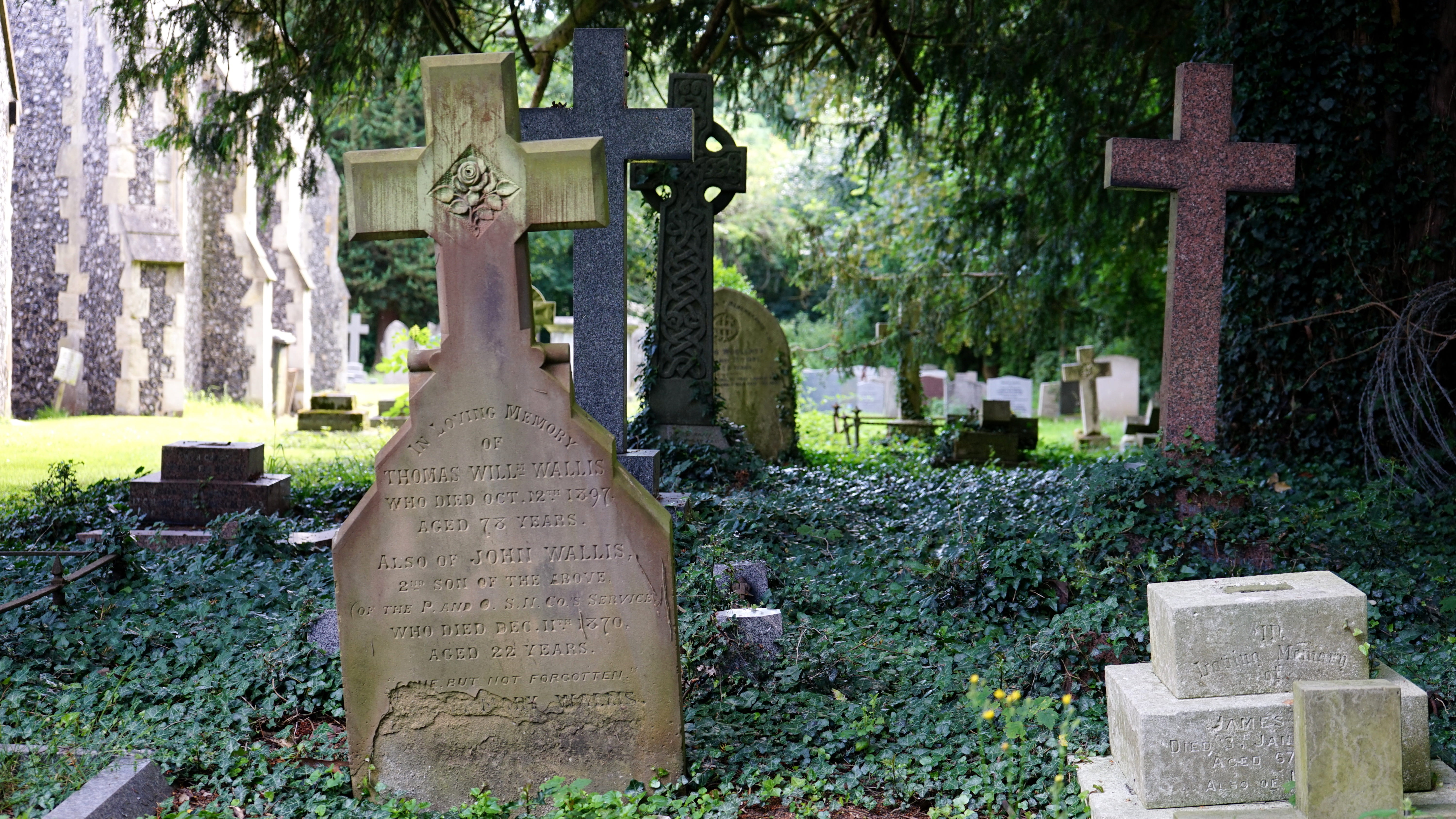belief, graveyard, plant, outdoors, grief, trees, religion, spirituality, cemetery, stone material, grave, stone, symbol, countryside, cross, emotion, sadness, HD Wallpaper
