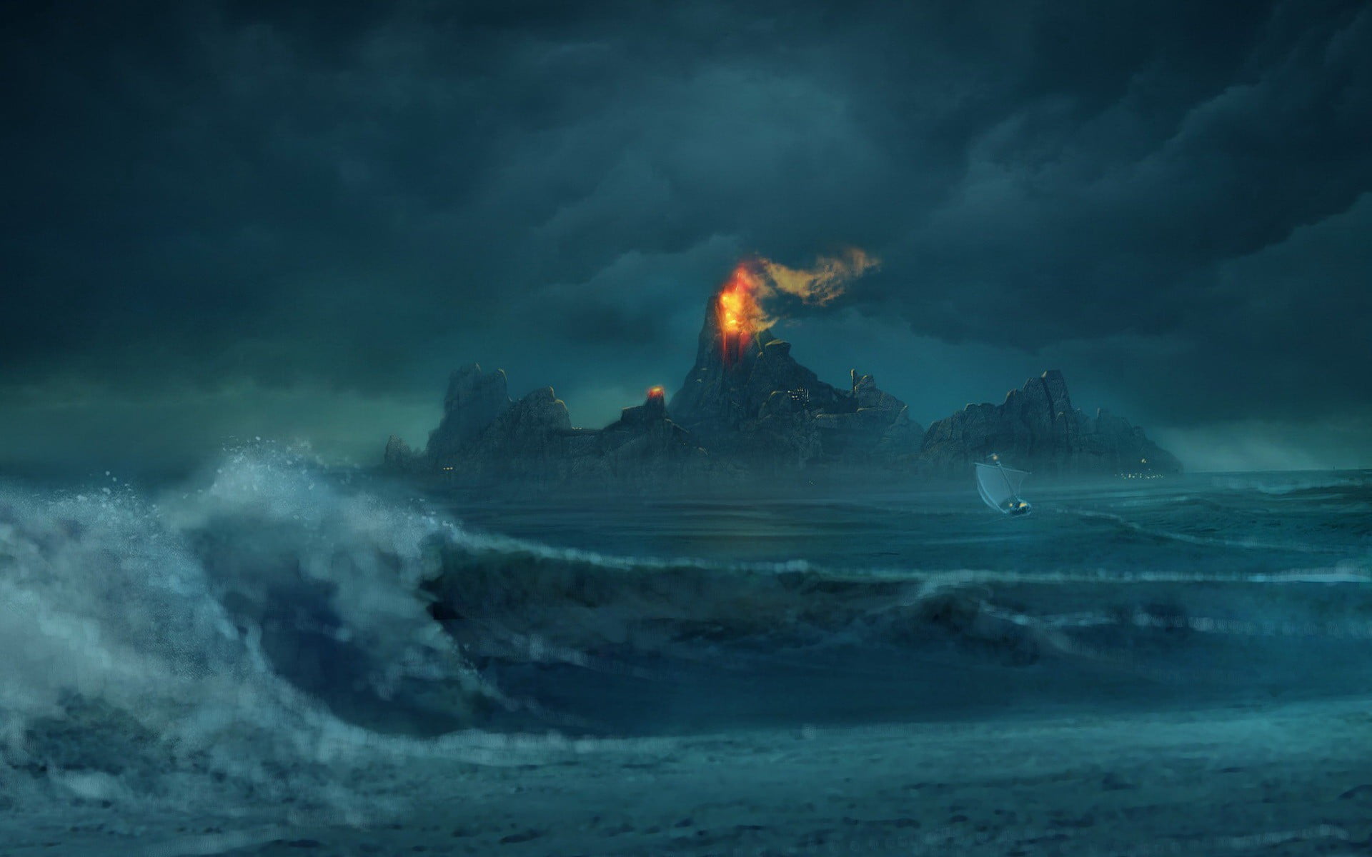 volcano, mountains, sky, no people, gray, sign, power in nature, erupting, cloud - sky, lava, smoke - physical structure, Wave, scenics - nature, Risen, HD Wallpaper