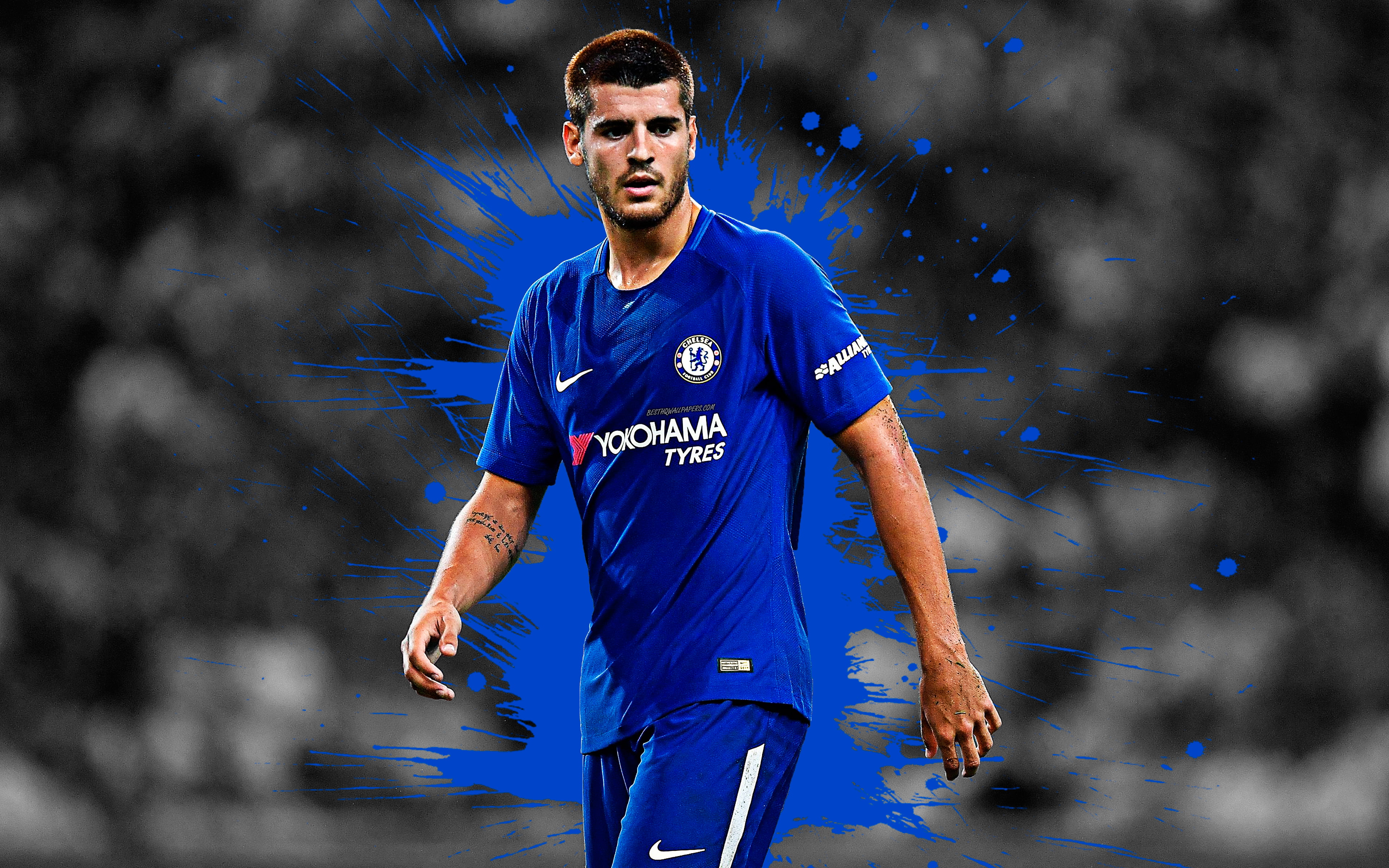 4K, Soccer, Álvaro Morata, Chelsea F.C., Spanish, HD Wallpaper