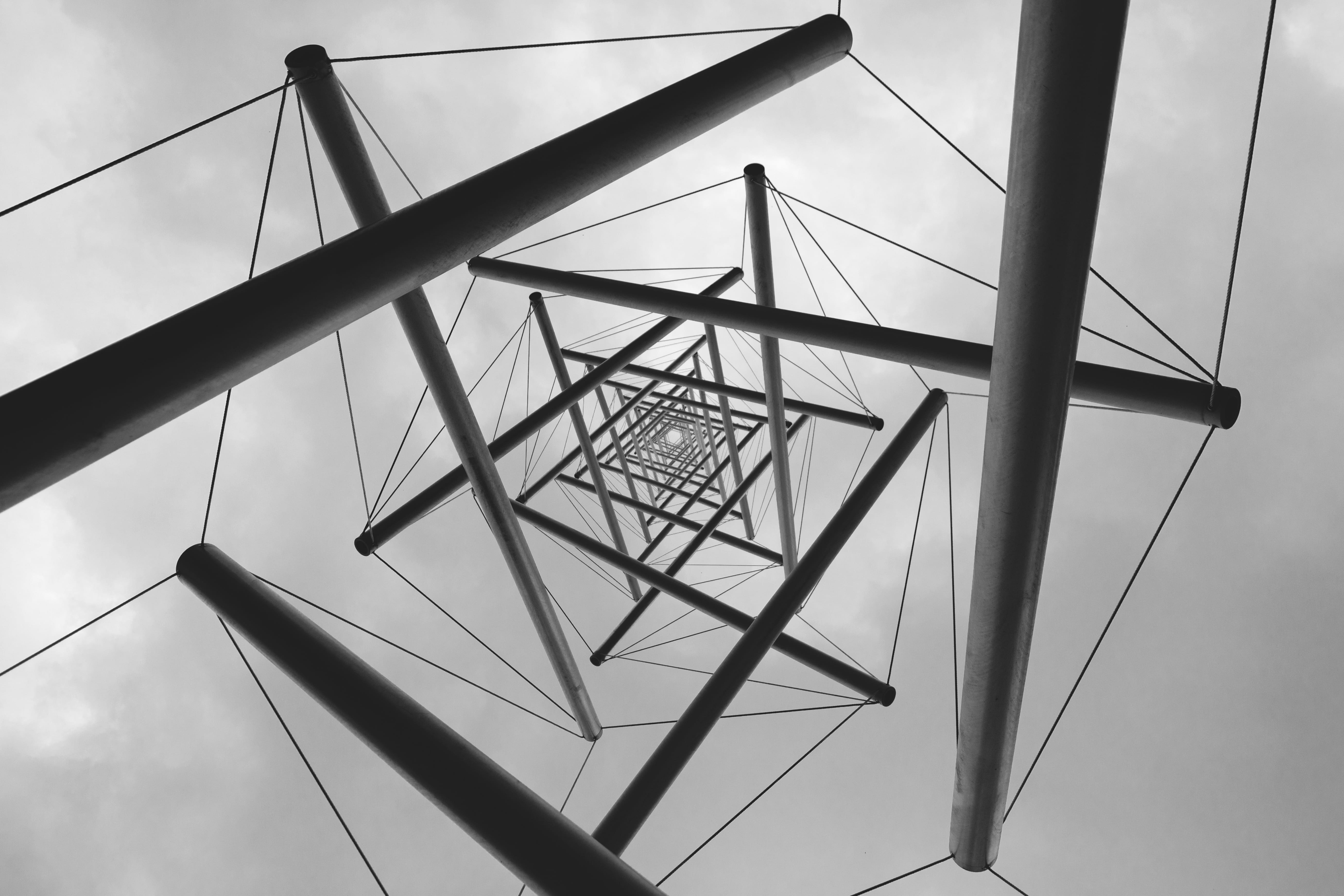 outdoors, black and white, kröller-müller museum, power line, netherlands, abstract, architecture, bridge, bridge - man made structure, pattern, greyscale, HD Wallpaper