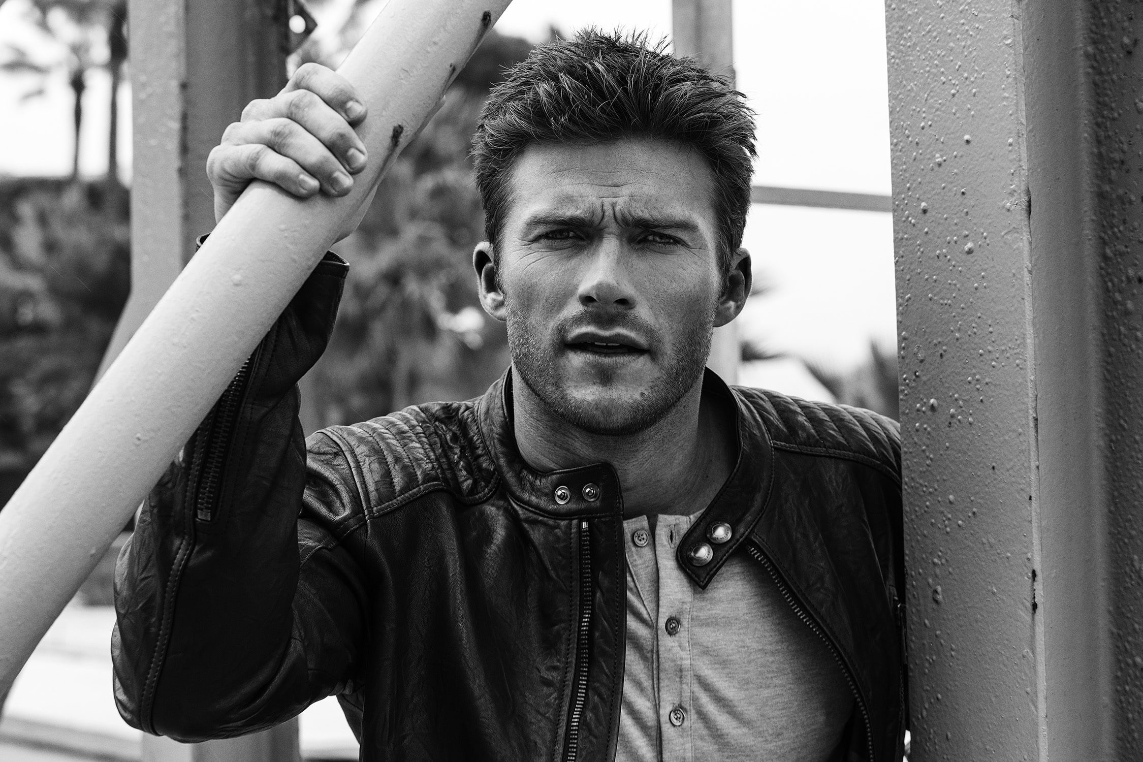 The Gentlemans Journal, photoshoot, actor, portrait, Philipp Mueller, Scott Eastwood, 1080P, black and white, jacket, HD Wallpaper