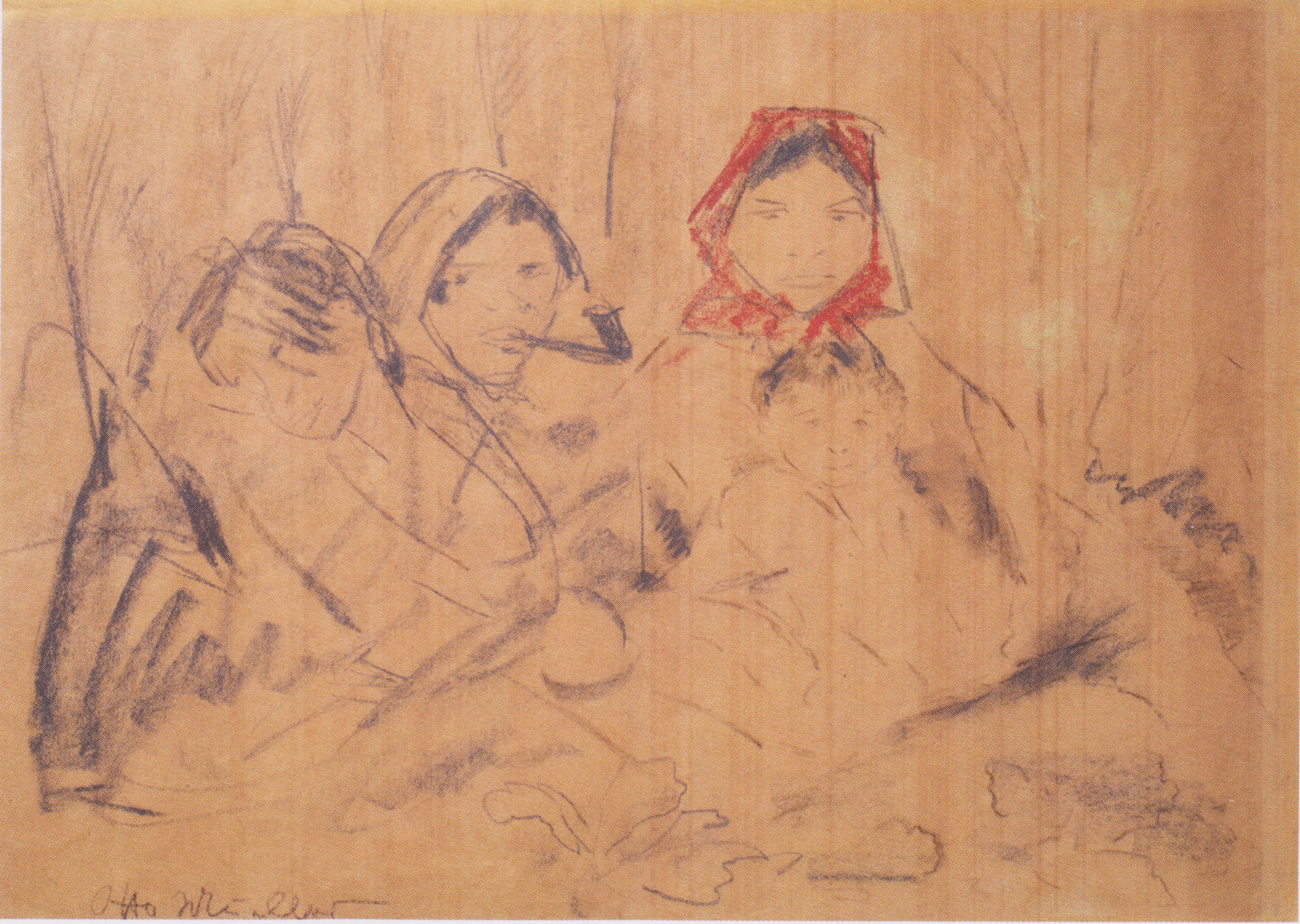 Otto Mueller, cub, Expressionism, Zigeunerfamilie, ca1926, 2K, three women, red scarf, HD Wallpaper
