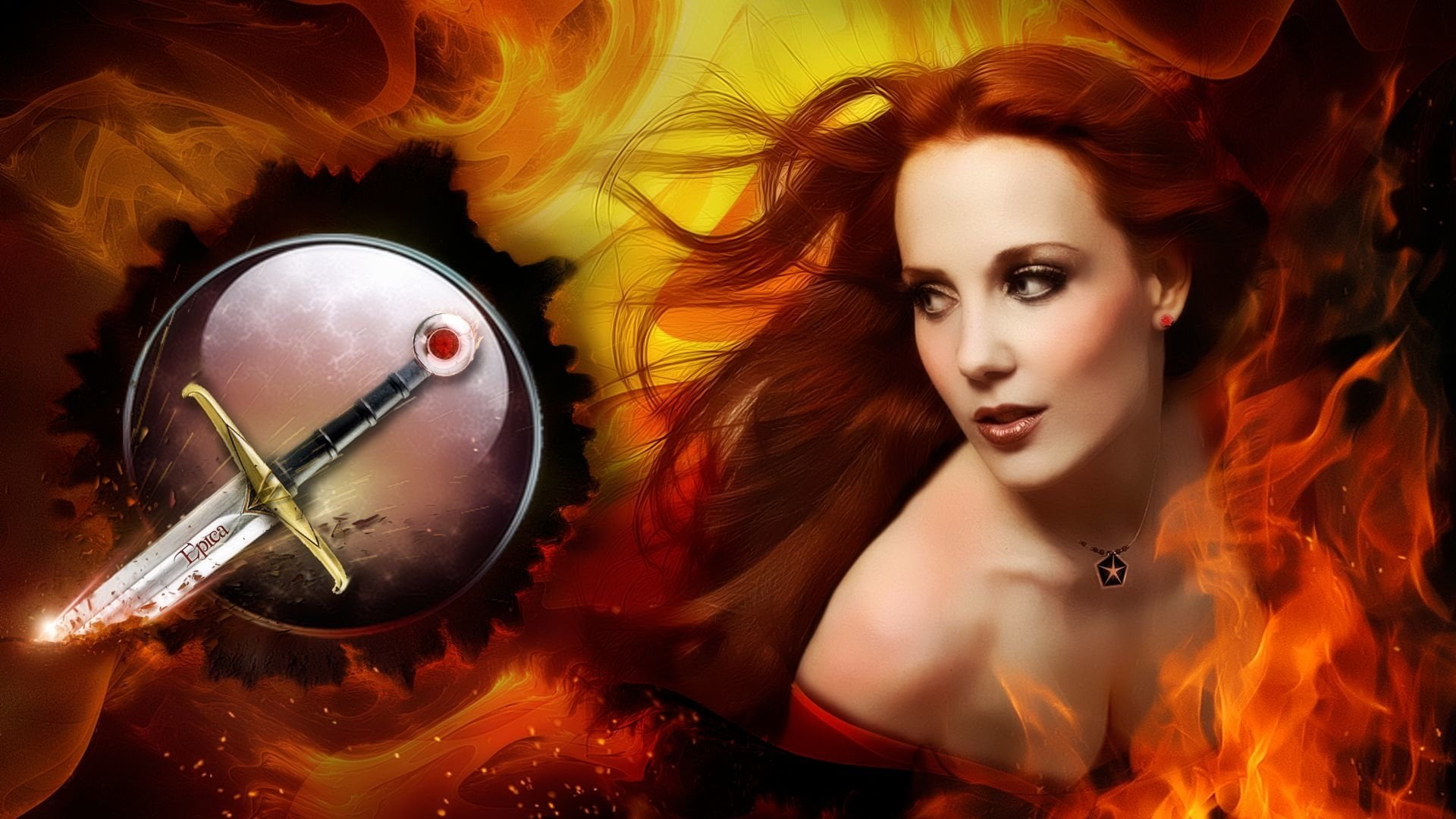 redhead, hairstyle, witch, Simone Simons, Entropy, portrait, adult, young women, Women, studio shot, one person, indoors, young adult, dyed red hair, fashion, HD Wallpaper