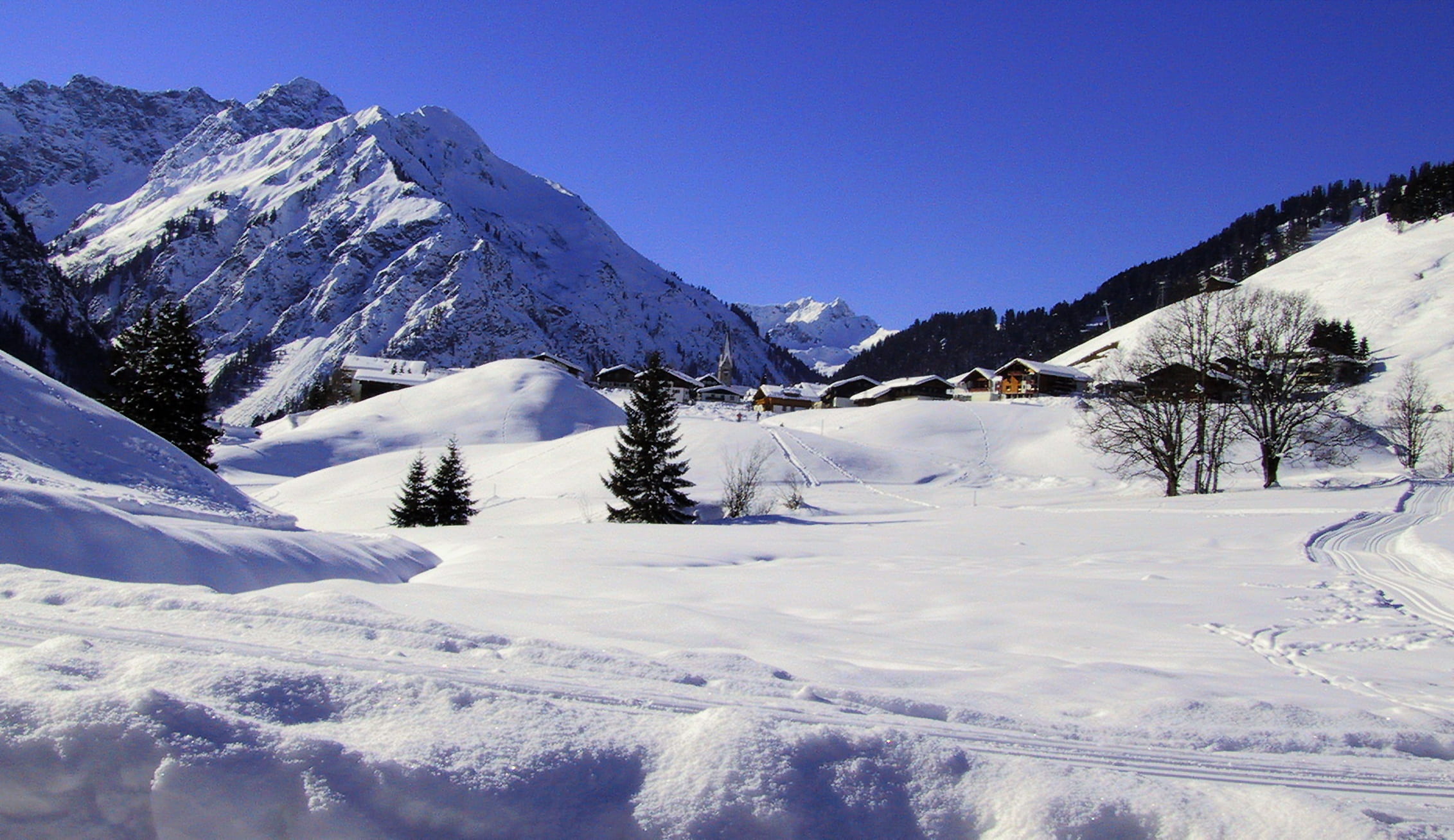 sky, no people, tranquility, nature, ski area, tranquil scene, winter, alpenblick, snowcapped mountain, environment, scenics - nature, austria, ski run, HD Wallpaper
