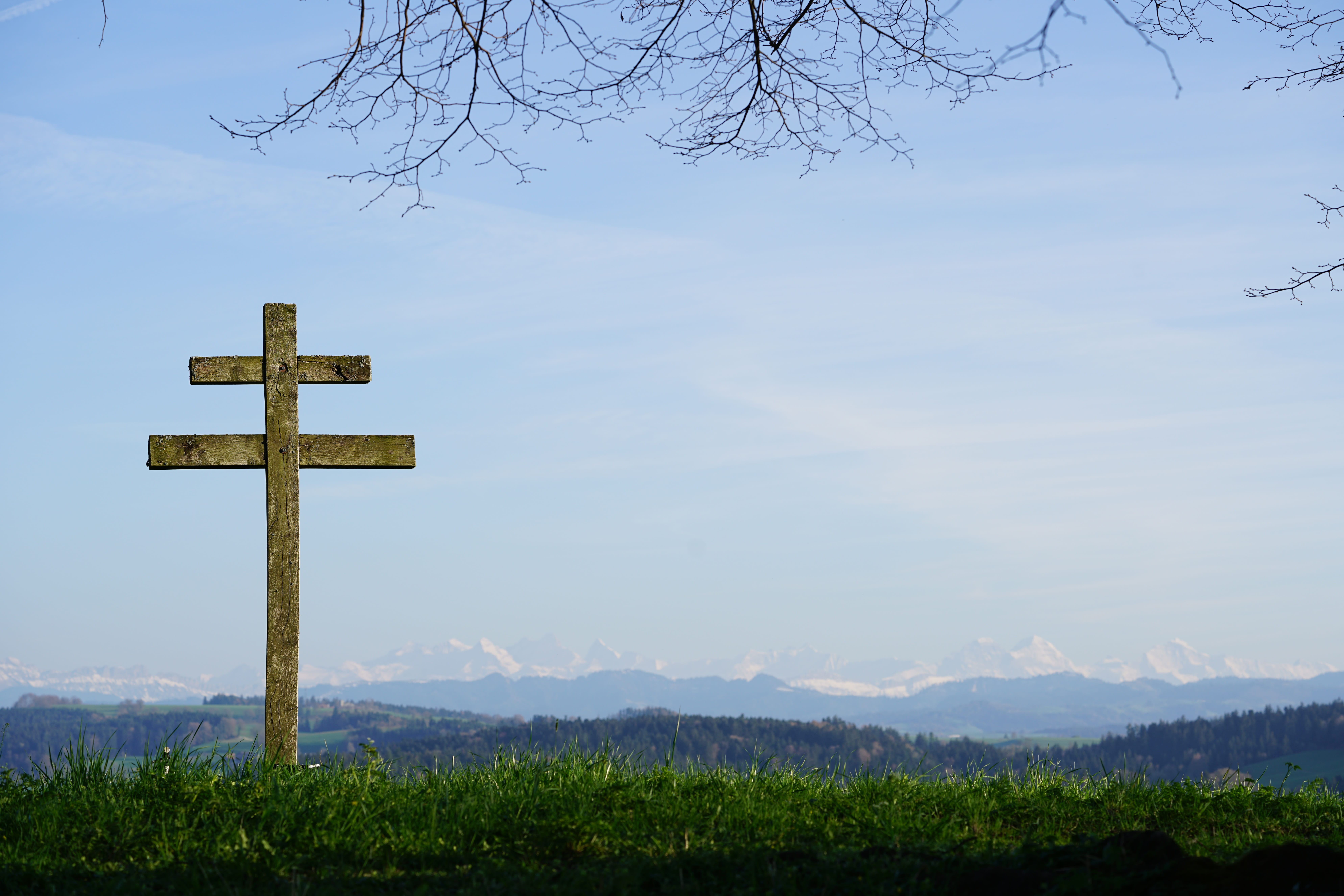 alpine, belief, tranquil scene, alpenblick, plant, no people, religious equipment, tree, oberaargau, beauty in nature, 8K, tranquility, outdoors, religion, HD Wallpaper