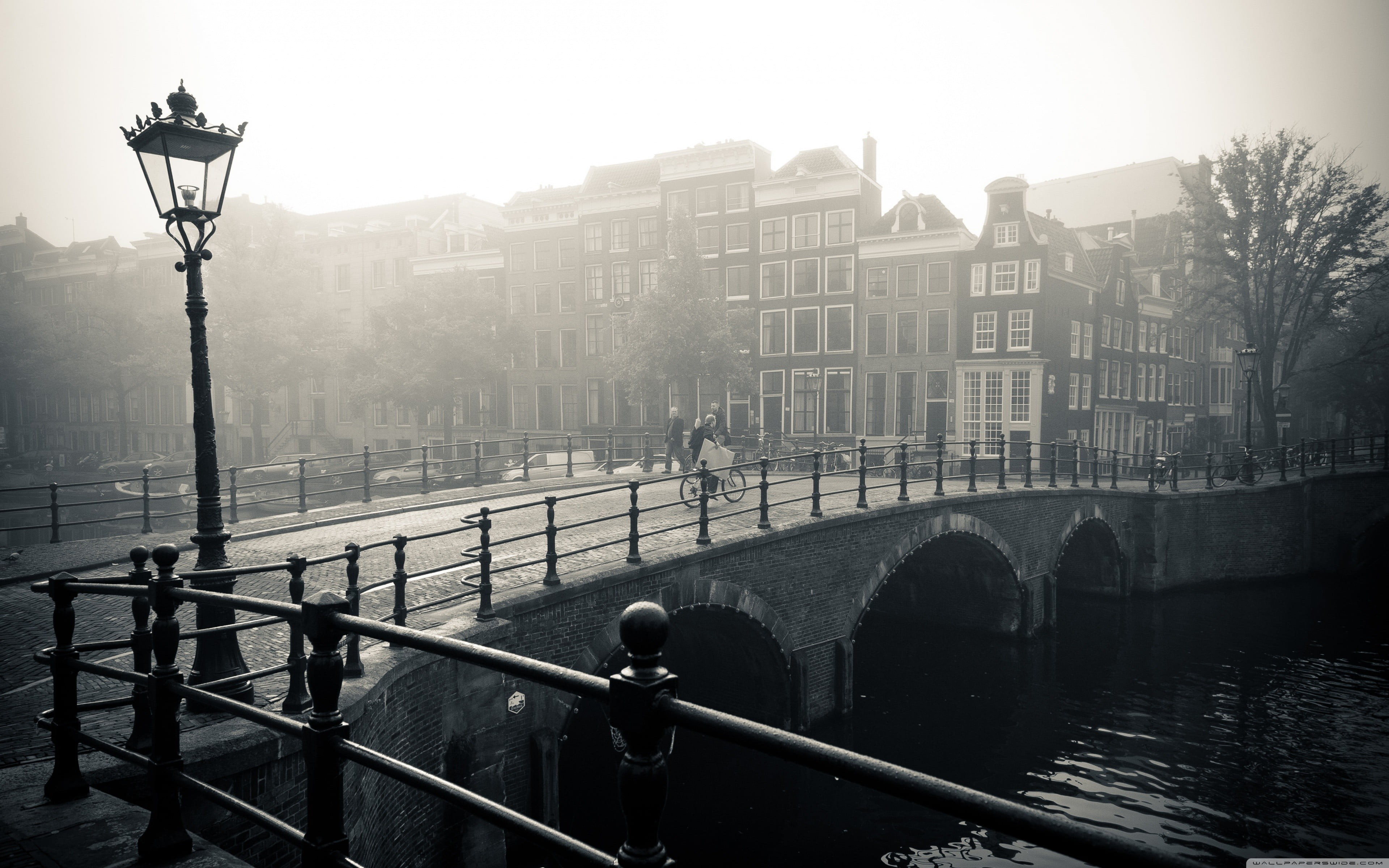 box, city, saddle, metal, railing, day, building, building exterior, street light, bridge, mist, street, truck, mode of transportation, black, built structure, HD Wallpaper