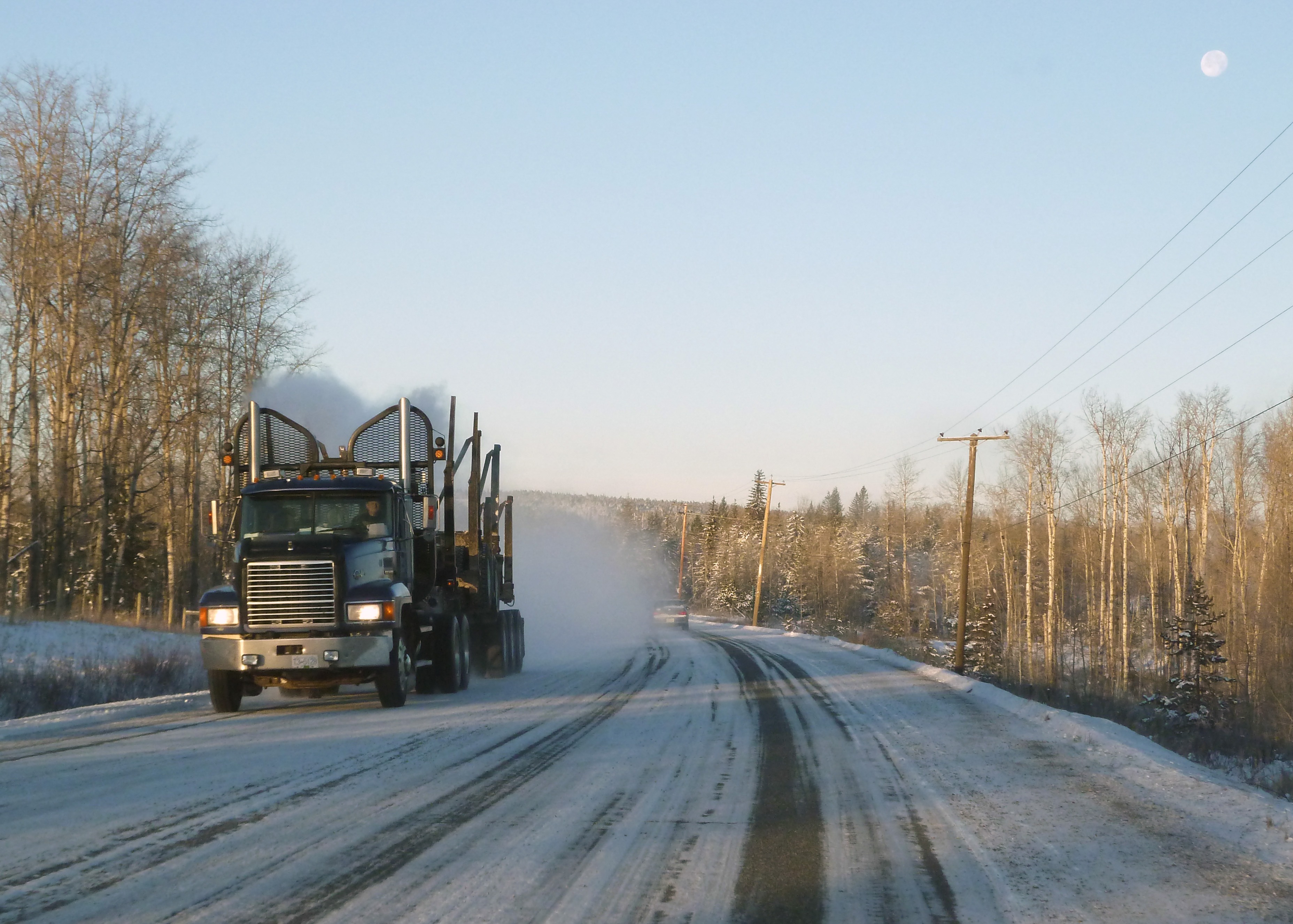 snow covered, logging, mode of transportation, 2K, highway, zing, tree, plant, transportation, outdoors, snow, snowing, truck, motor vehicle, weather, HD Wallpaper