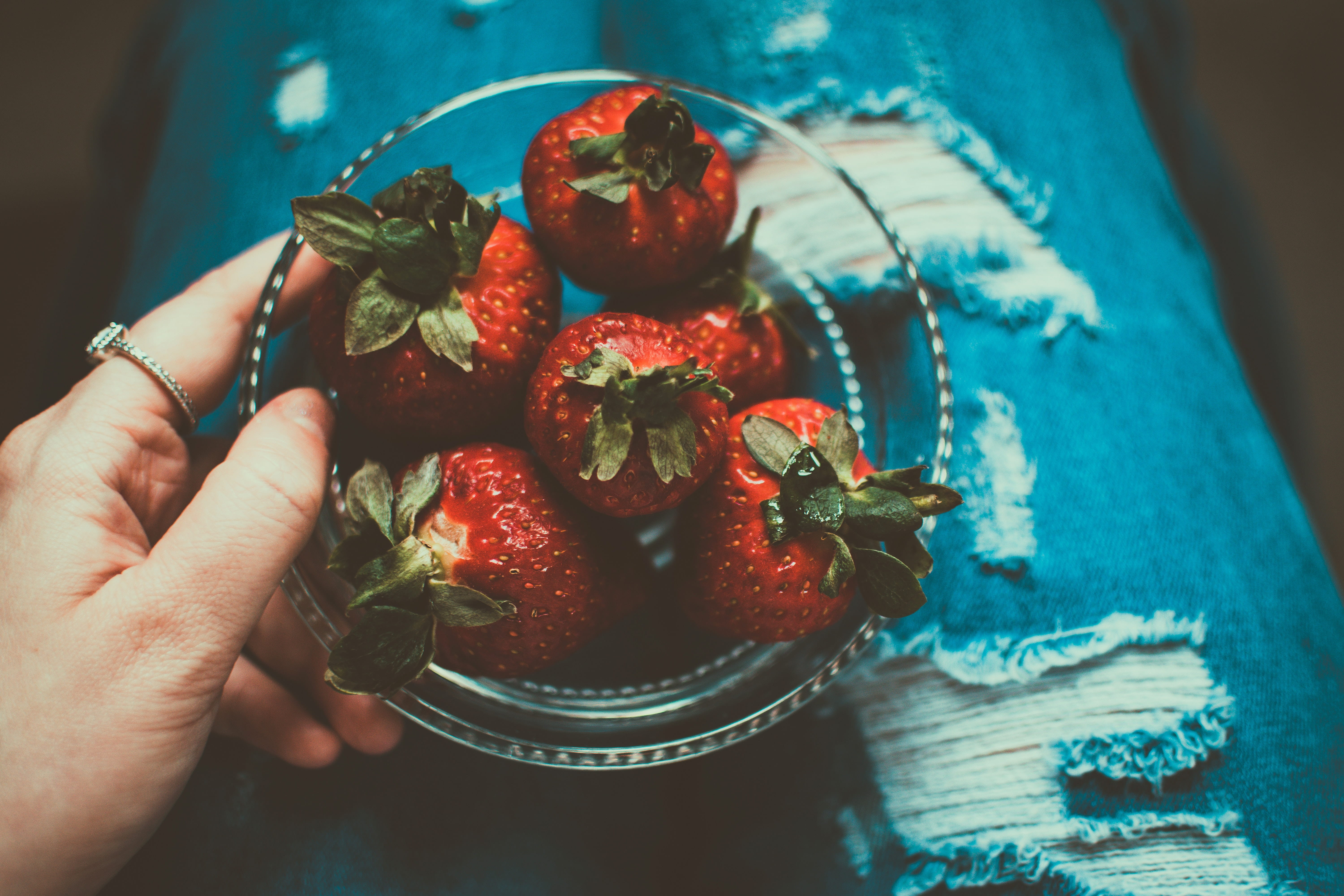 ring, healthy eating, strawberries, finger, table, hand, ripe, focus on foreground, freshness, torn, holding, woman, food and drink, food, one person, human hand, HD Wallpaper