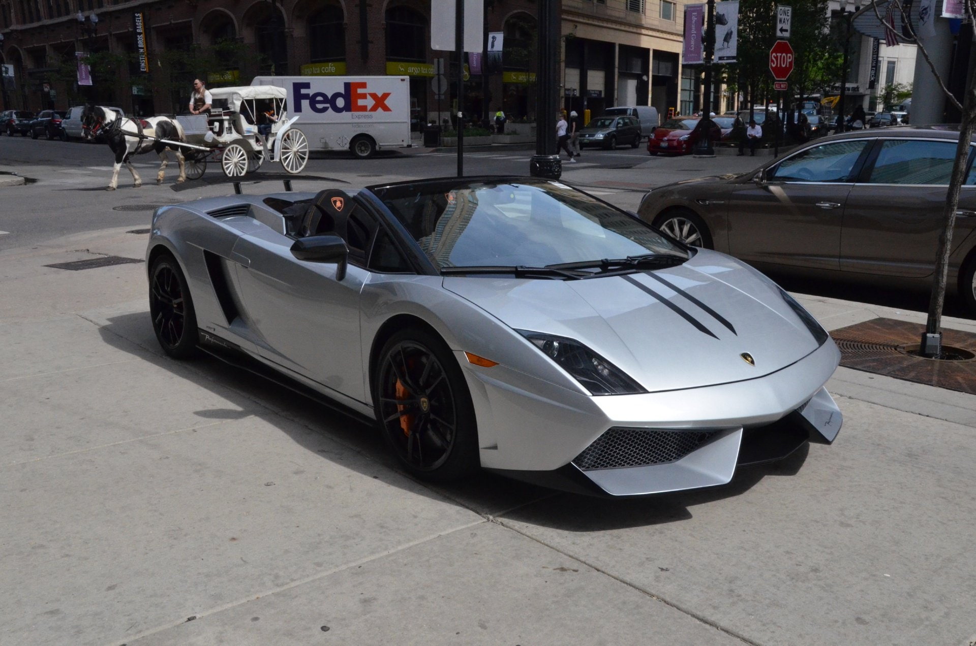 argent, convertible, roadster, exotic, supercar, italian, performante, gallardo, lamborghini, sportscar, spider, argento, 1080P, silver, cabriolet, lp, HD Wallpaper