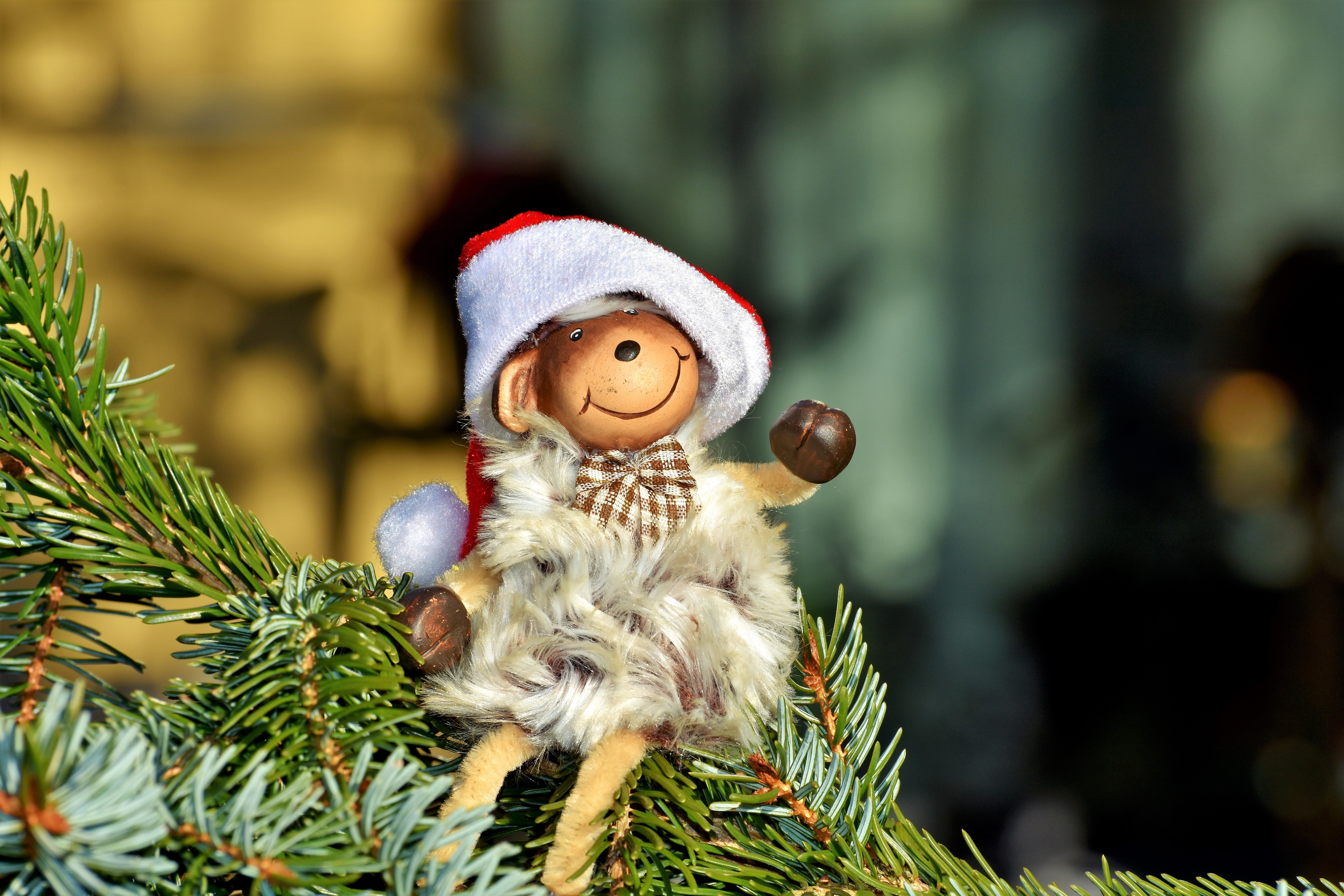 gray, creativity, christmas, brown, day, 5K, outdoors, focus on foreground, celebration, new year, toy, representation, close-up, decoration, fir, monkey, HD Wallpaper