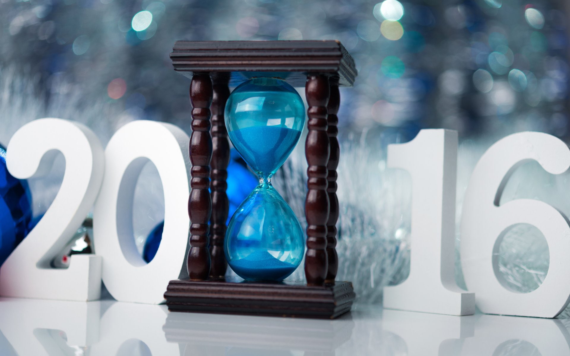 1080P, Hourglass, Bokeh, New Year 2016, Holiday, HD Wallpaper