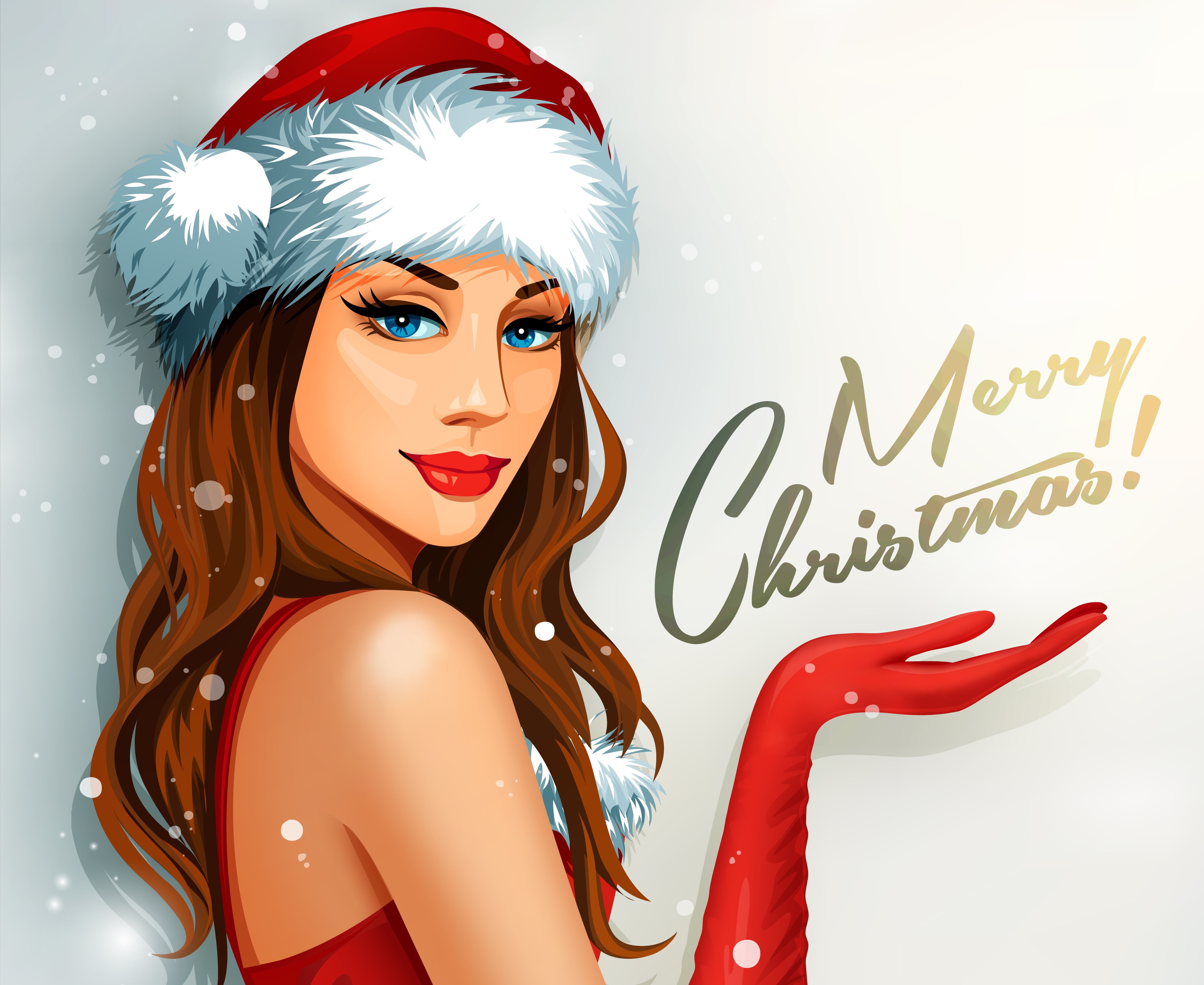 fashion, portrait, adult, girl, hairstyle, looking at camera, lifestyles, look, holiday, young women, representation, gloves, Merry Christmas, text, beauty, HD Wallpaper