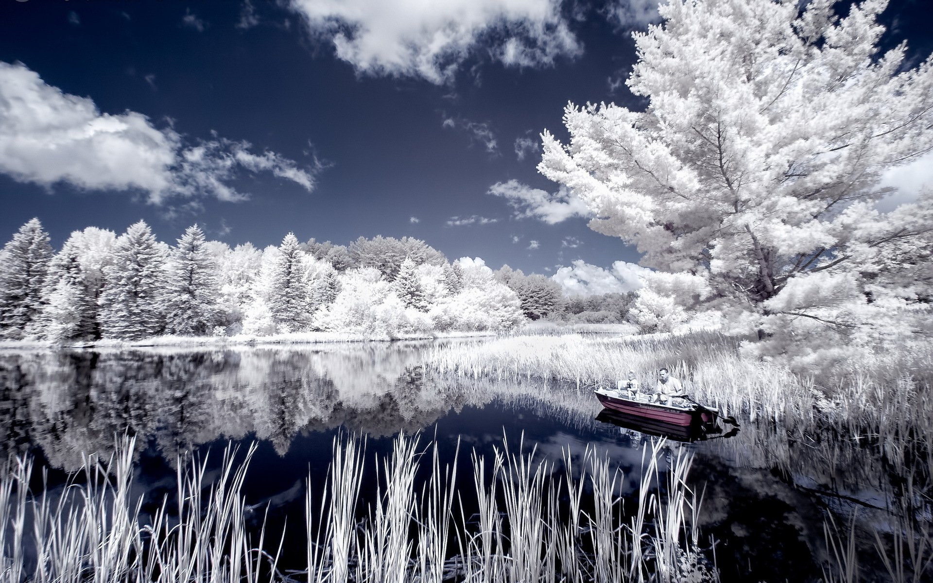 Lake, Infrared, 1080P, Landscape, Photography, Boat, Style, Scenic, Colors, HD Wallpaper