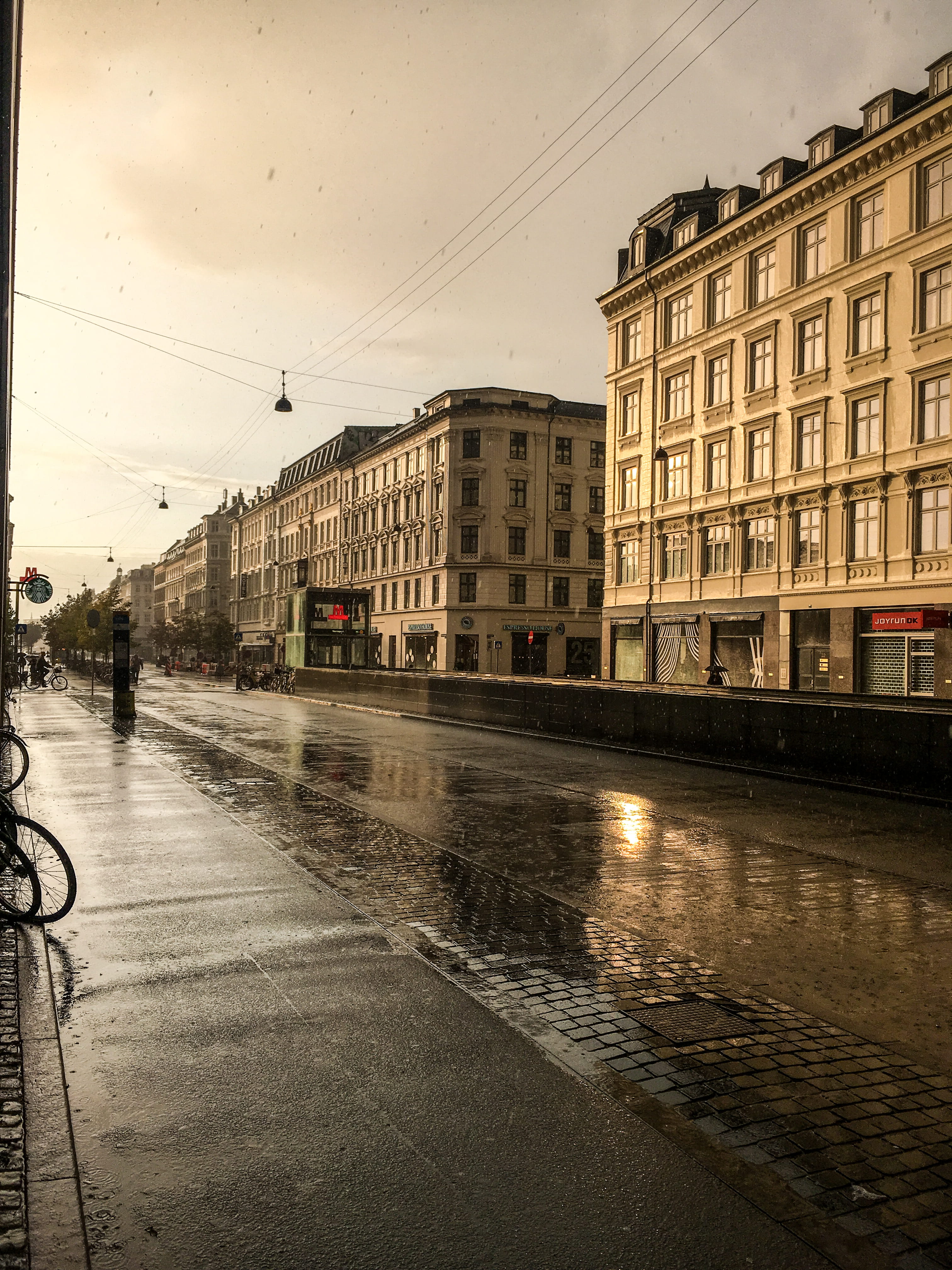 sky, human, residential district, rainy season, sports, transportation, wet, bike, nature, metropolis, machine, land vehicle, building exterior, water, Phone HD Wallpaper