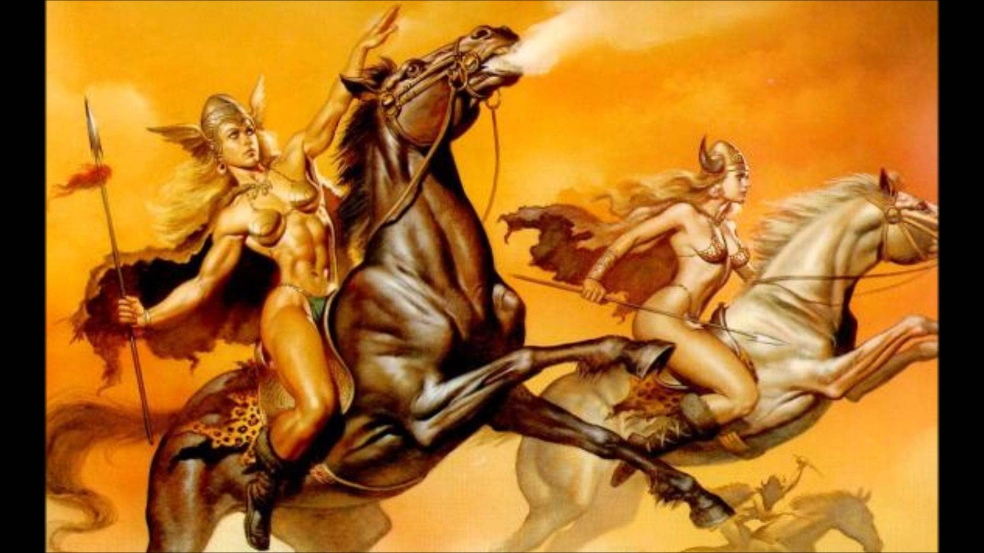 1080P, abstracto, fantasia, caballos, valkirias, HD Wallpaper