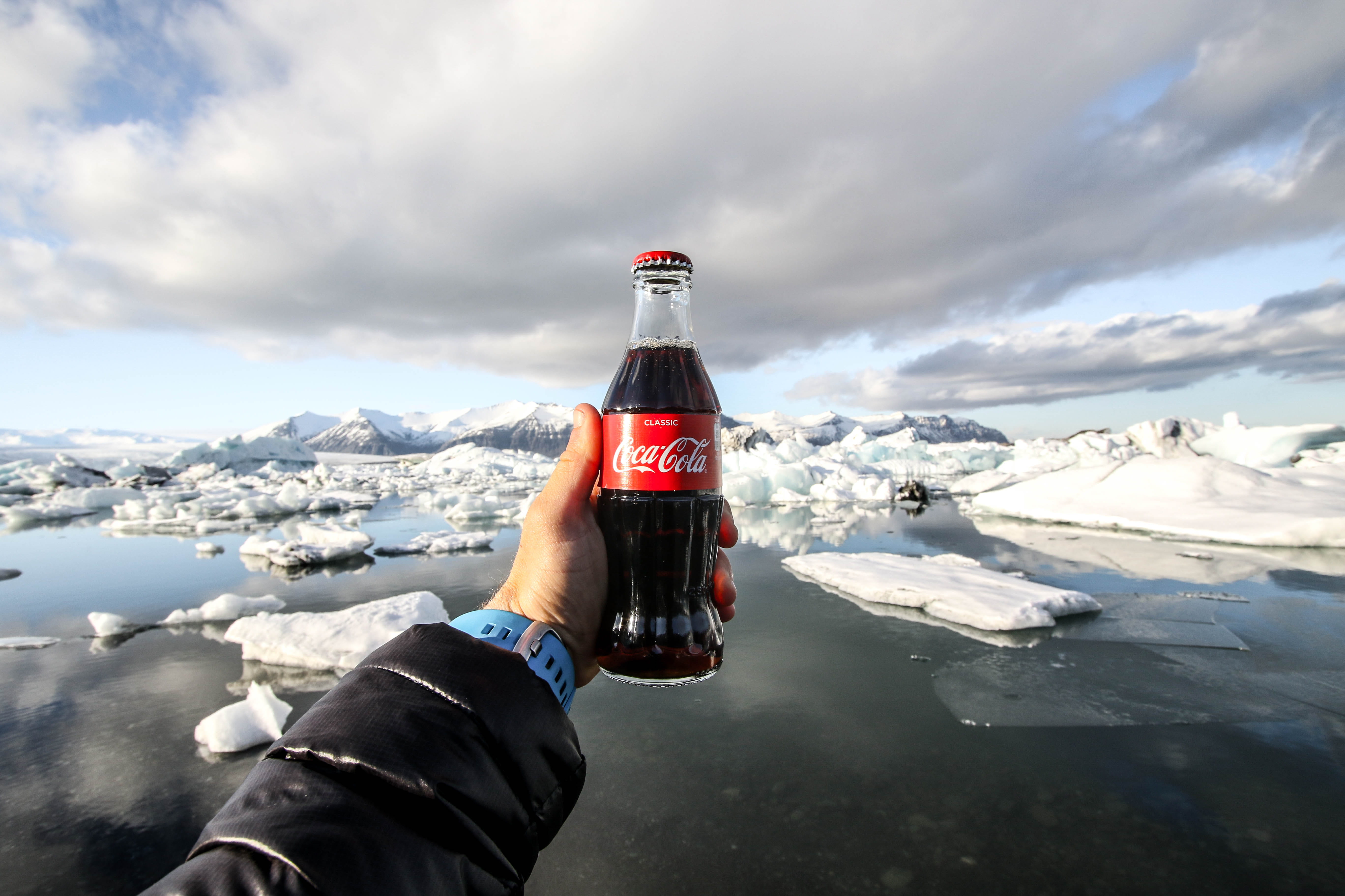 water, coca, where you belong, scenics - nature, human body part, environment, bottle, sea, drink, cold temperature, snowcapped mountain, lifestyles, frozen, HD Wallpaper