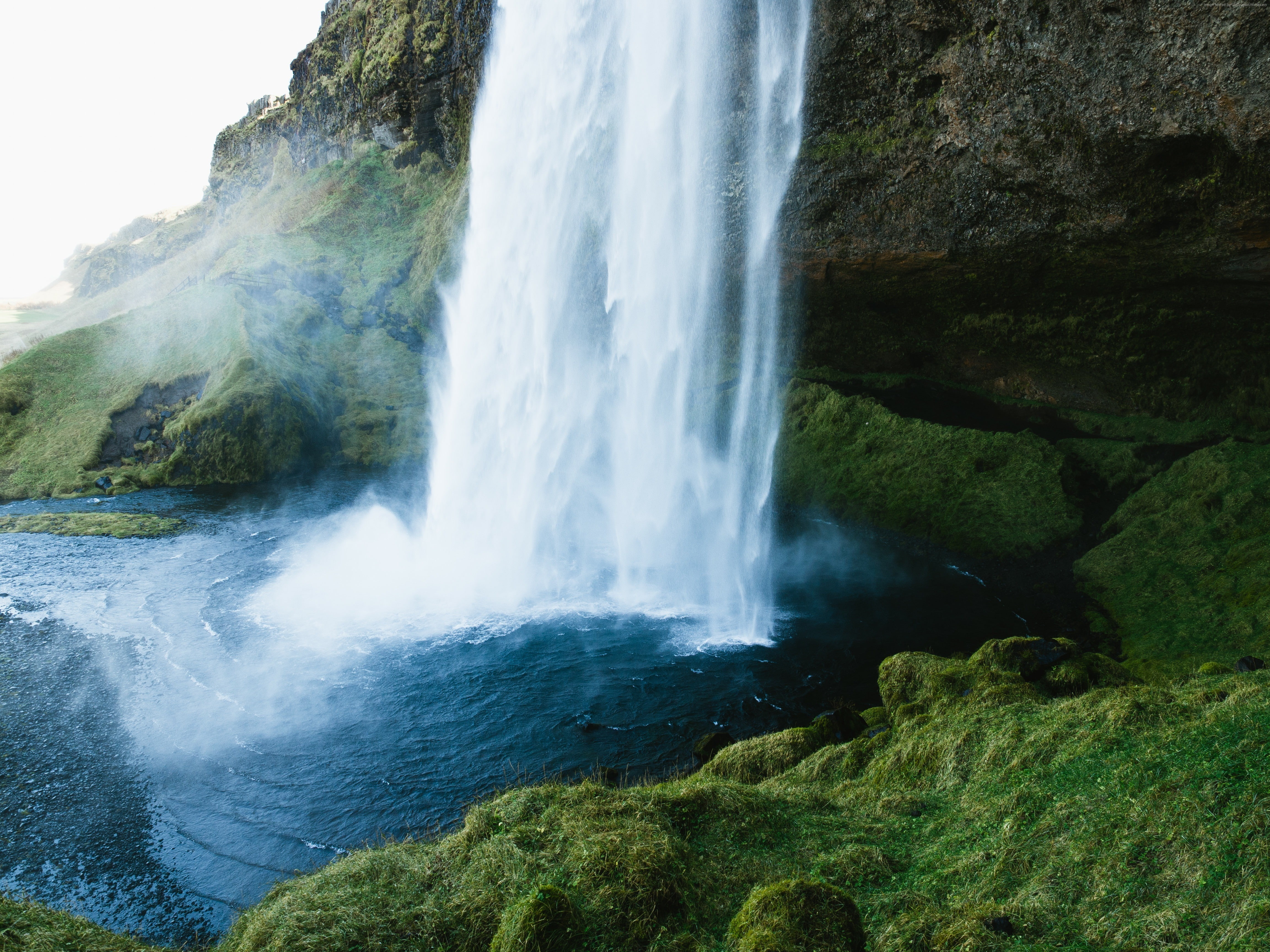 landscape, waterfall, 4K, nature, Iceland, HD Wallpaper