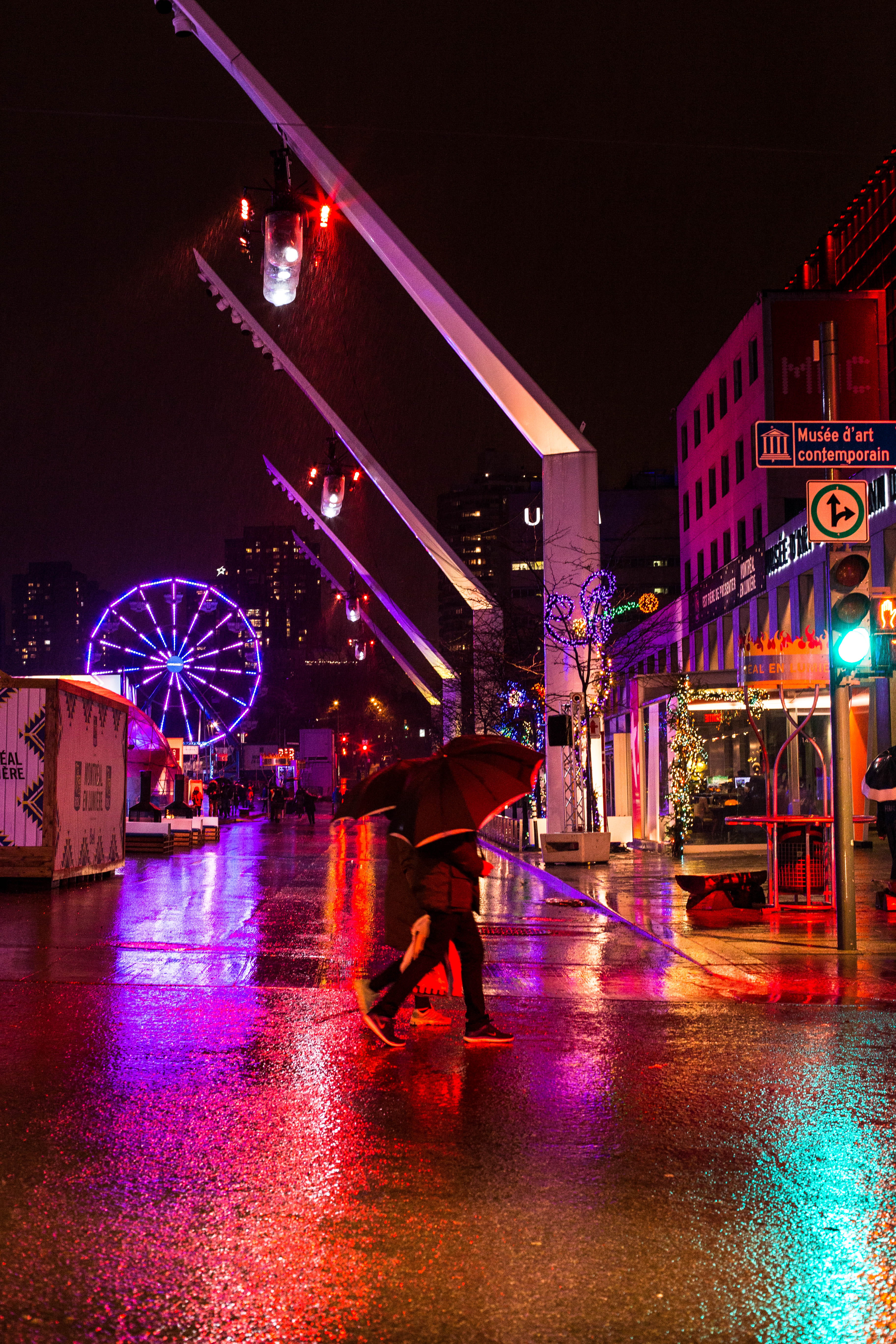 illuminated, men, montreal, winter, full length, canada, place des arts, city life, building exterior, built structure, road, transportation, city, motion, Phone HD Wallpaper