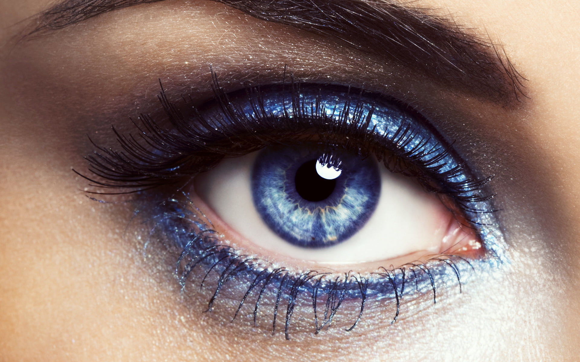 one Person, eyelash, women, eye, adult, beauty, blue, mascara, color Image, palette, looking at camera, beauty Product, eyelashes, extreme close-up, make-up, HD Wallpaper