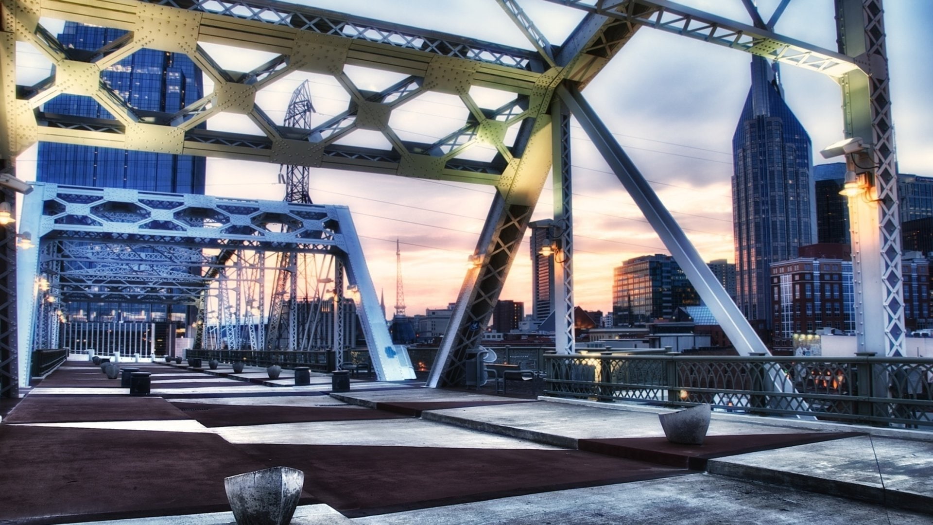 John Seigenthaler Pedestrian Bridge, 1080P, Bridges, HD Wallpaper