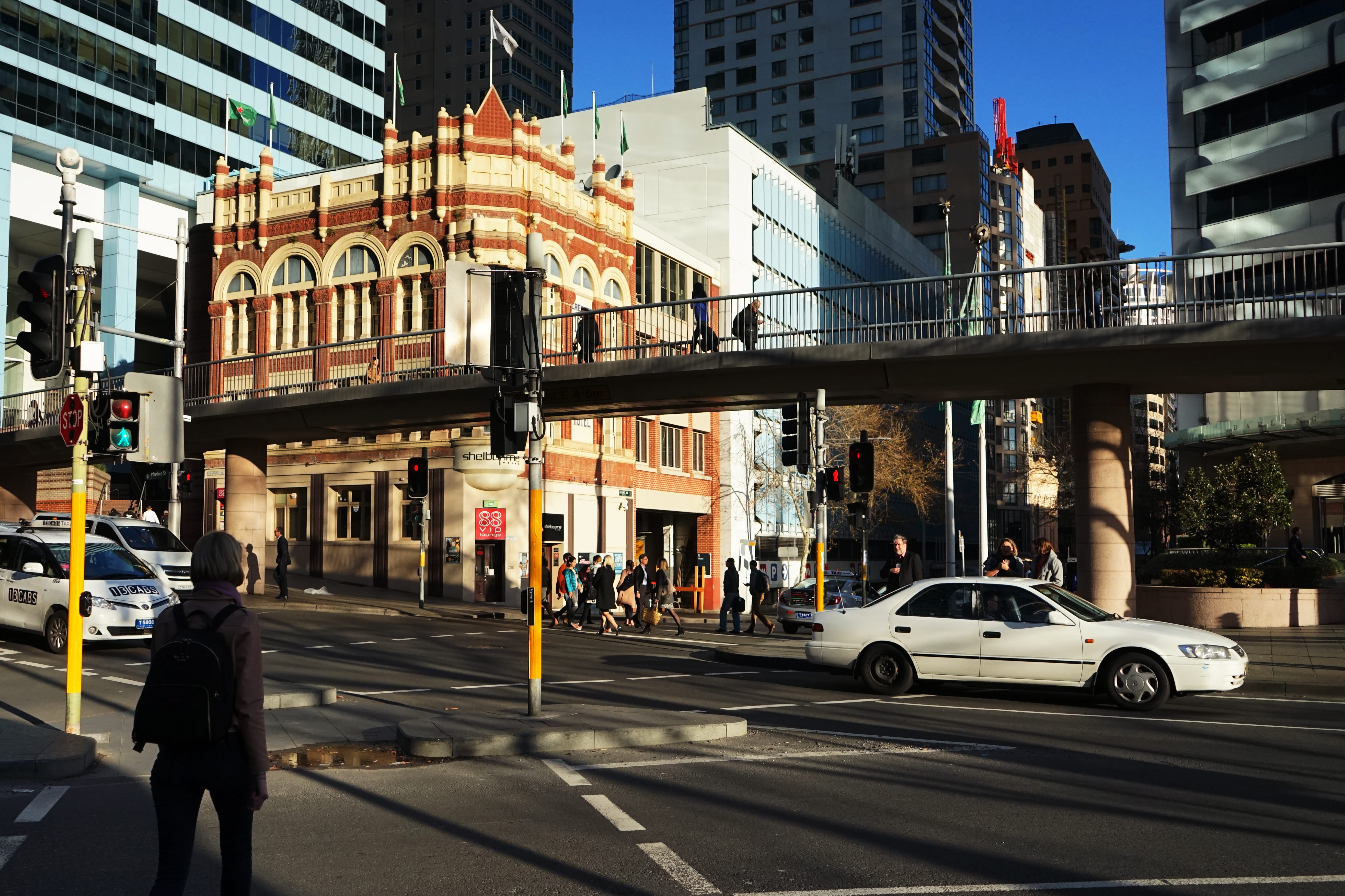 car, street, sydney, day, motor vehicle, pedestrian crossing, shelbourne hotel, transportation, pedestrian bridge, outdoors, office, nature, market street, HD Wallpaper