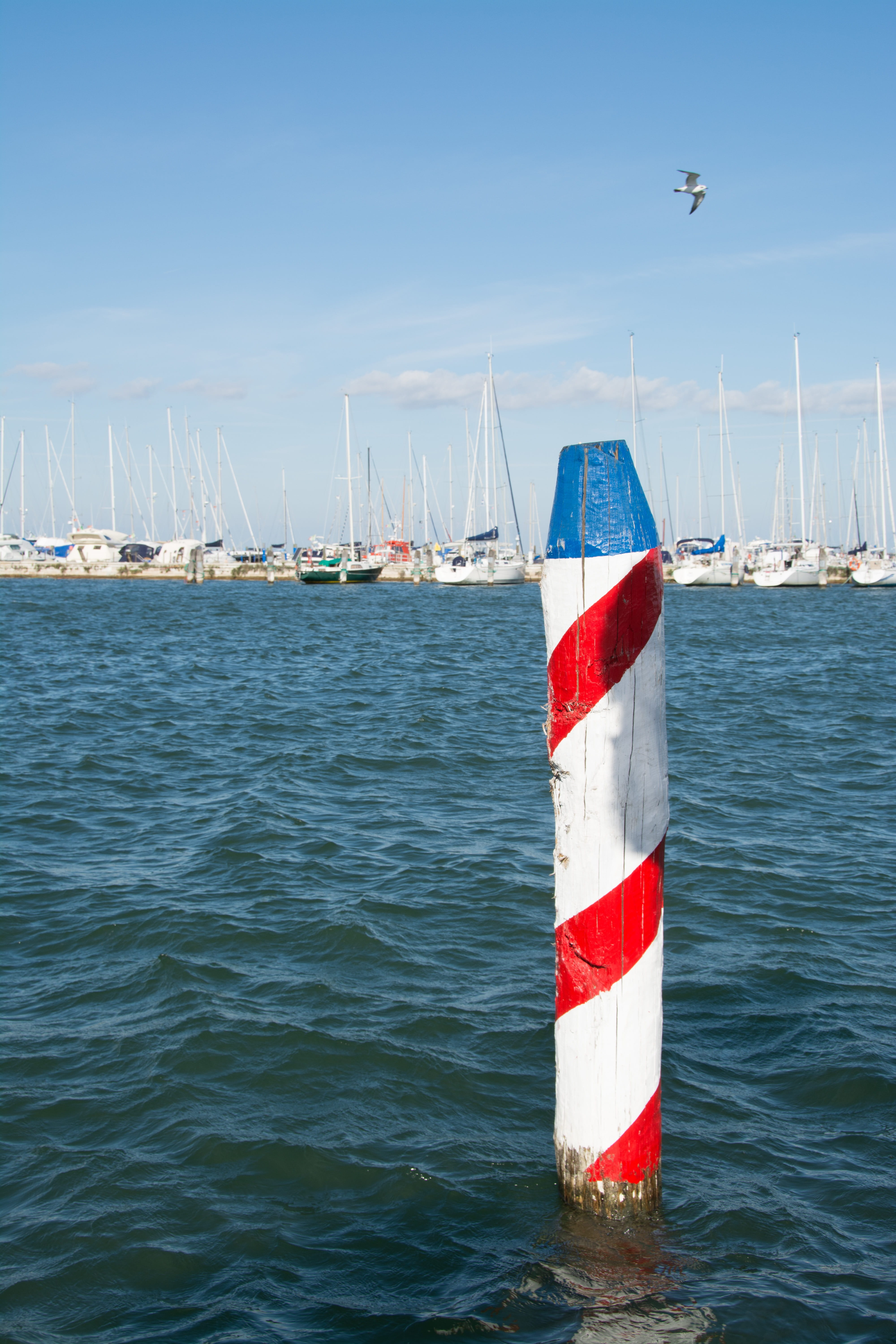 Water, nautical vessel, day, Wave, chioggia, rippled, mode of transportation, sea, italy, 5K, Pile, no people, pole, moored, waterfront, harbor, transportation, Phone HD Wallpaper
