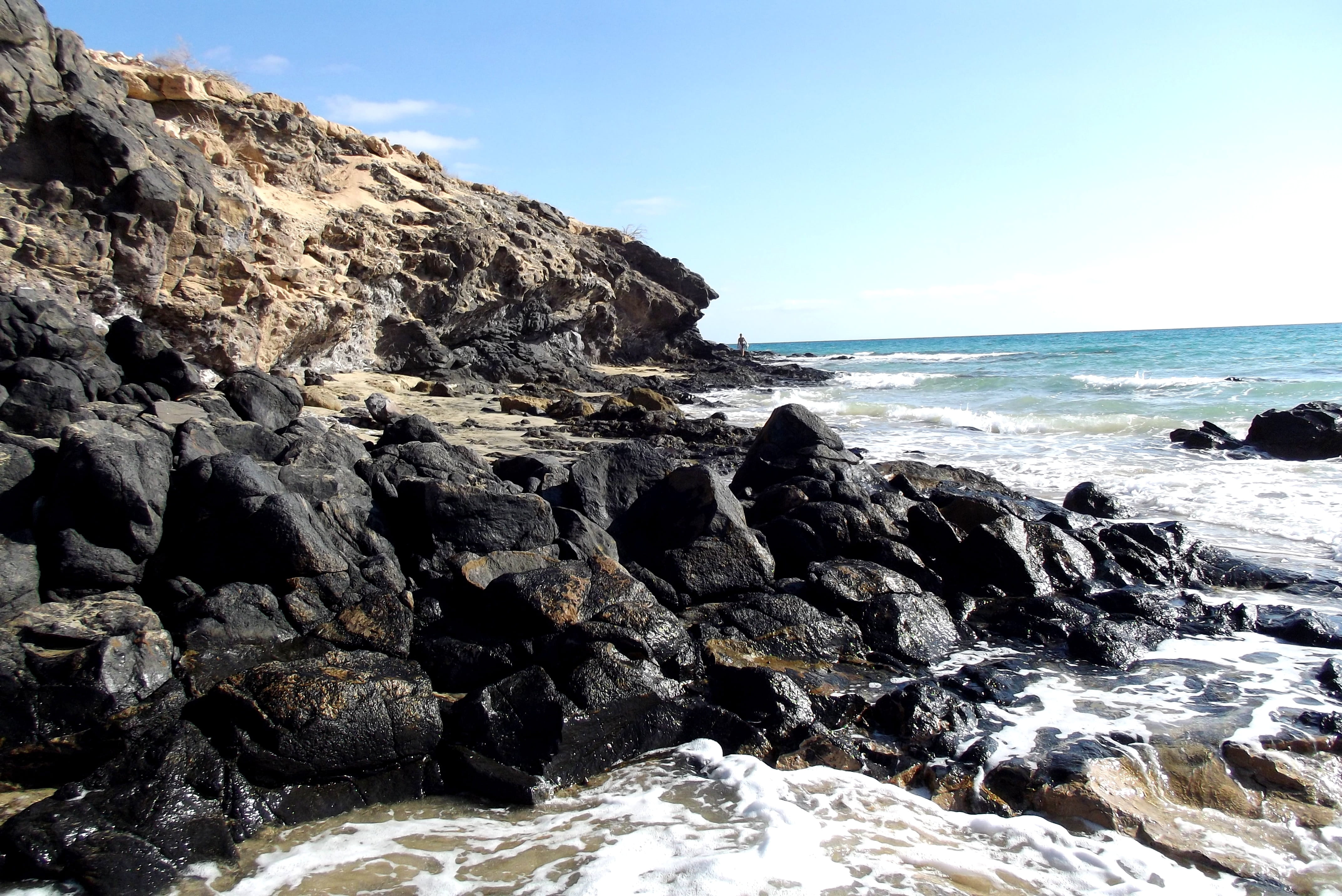 bank, no people, solid, canary islands, motion, sea, scenics - nature, vacations, day, nature, bay, horizon, rocky coastline, flowing water, atlantic, water, HD Wallpaper