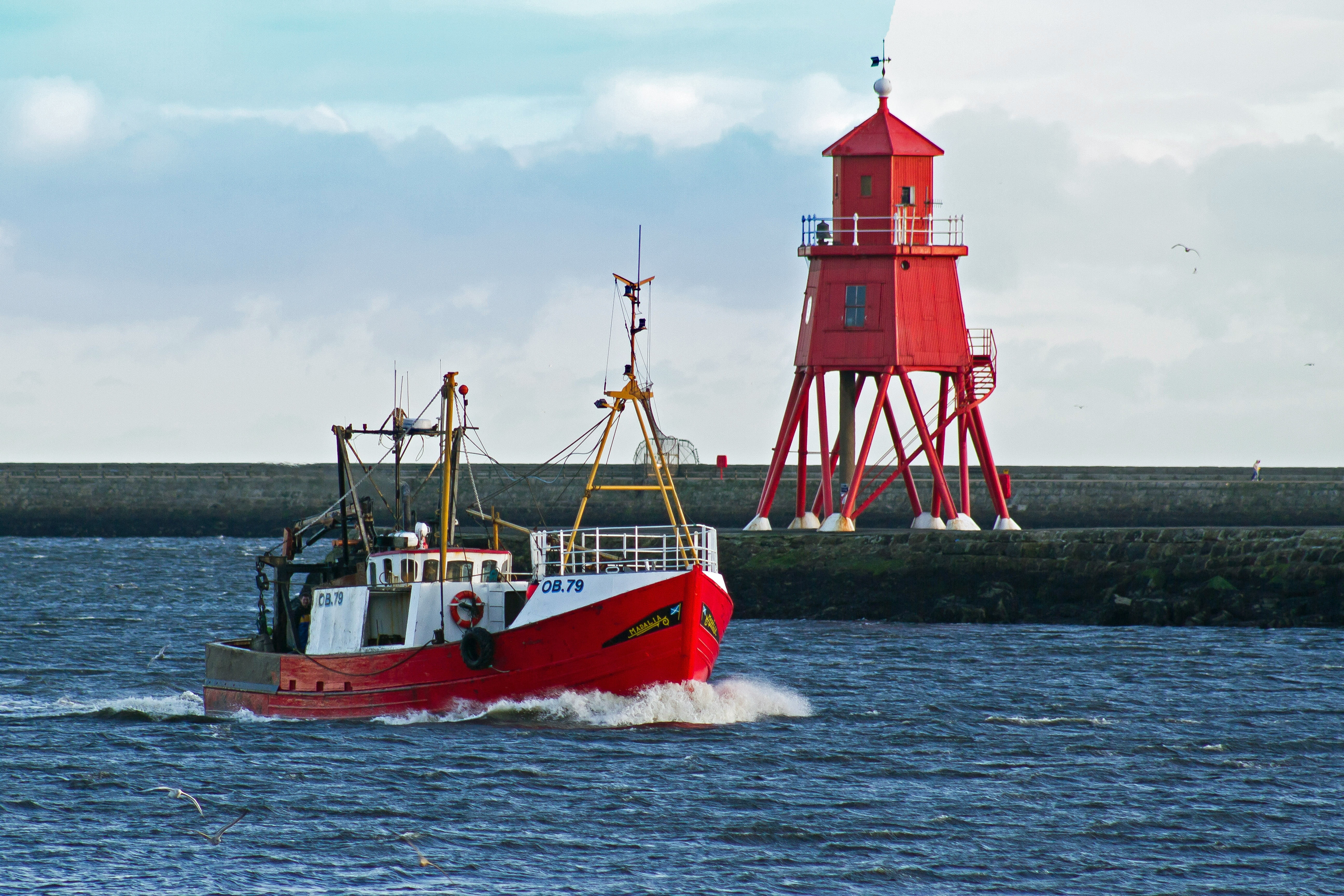 architecture, nautical vessel, northshields, sky, cloud - sky, built structure, day, security, lighthouse, mode of transportation, protection, transportation, HD Wallpaper