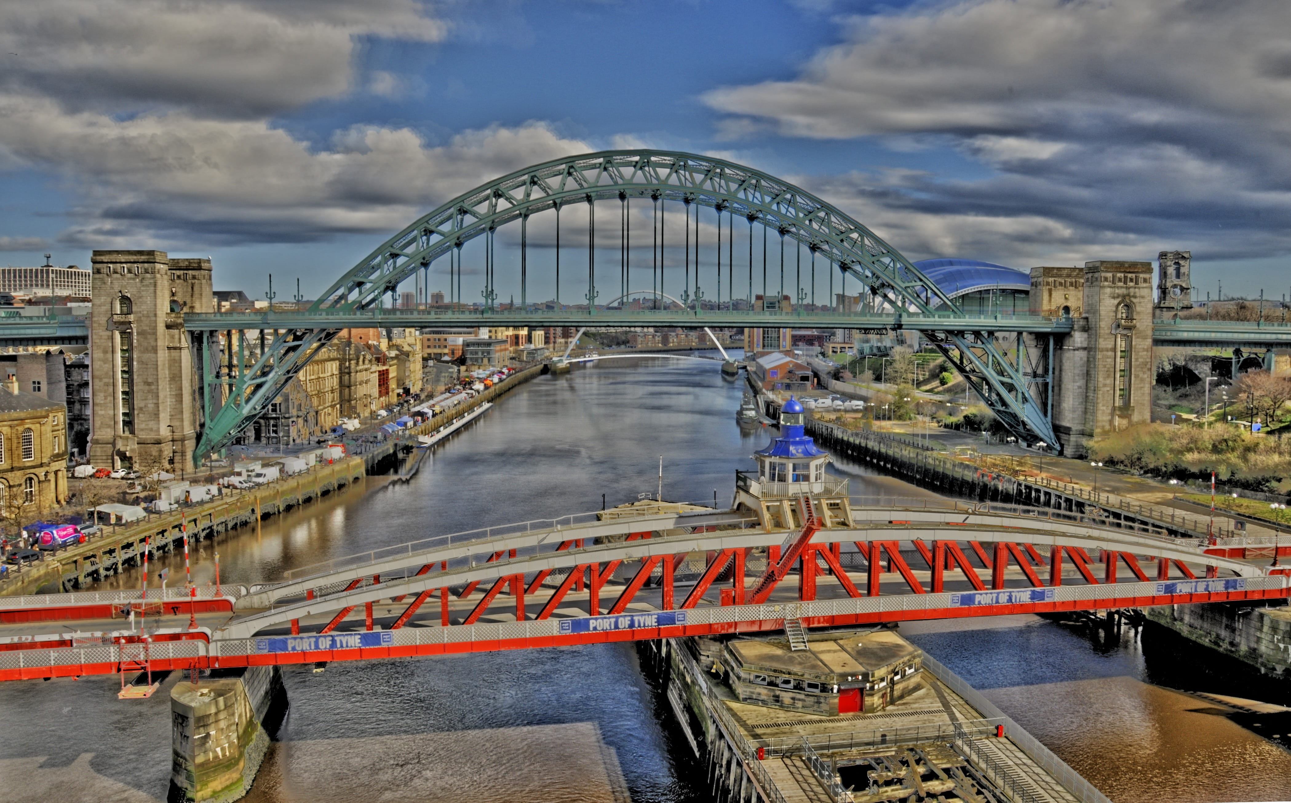 modern, landscape, arch bridge, Tyne Bridge, building exterior, scenic, nature, sky, engineering, bridge - man made structure, Bridge, cloud - sky, cityscape, HD Wallpaper