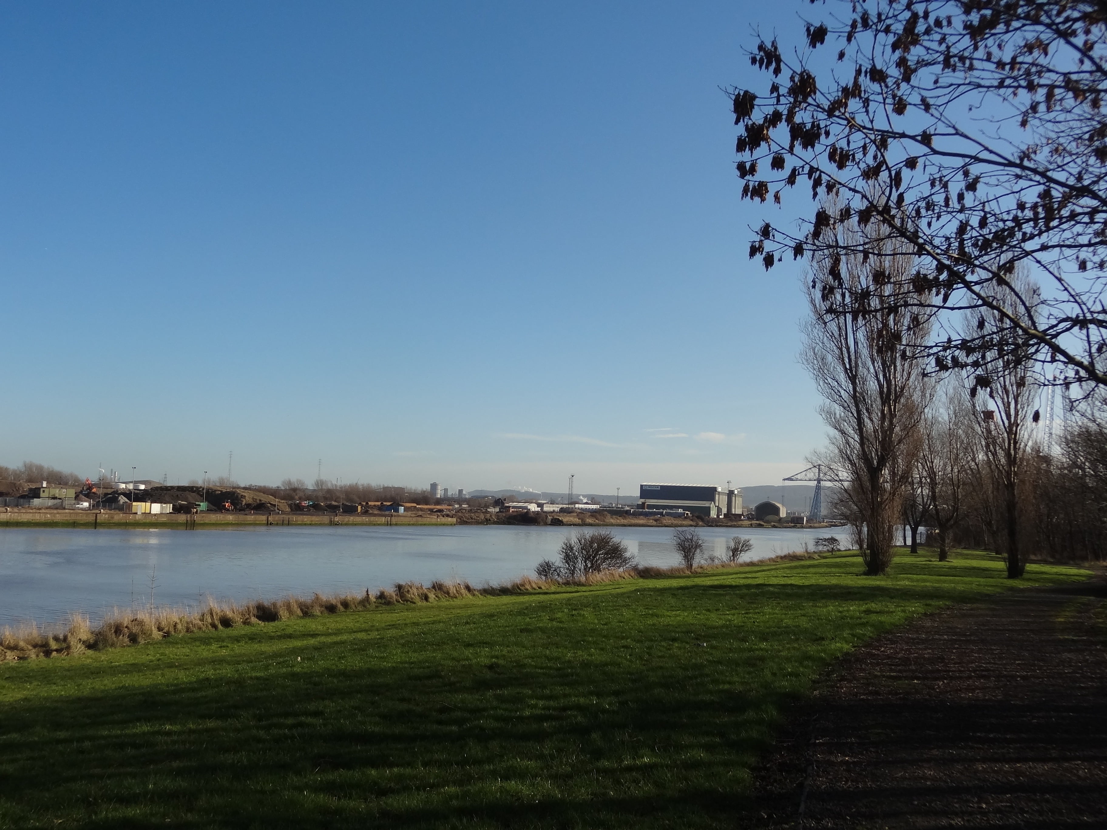 nature, middlesbrough, architecture, river, field, building exterior, transporter bridge, water, no people, built structure, bridge, outdoors, tree, tees, HD Wallpaper