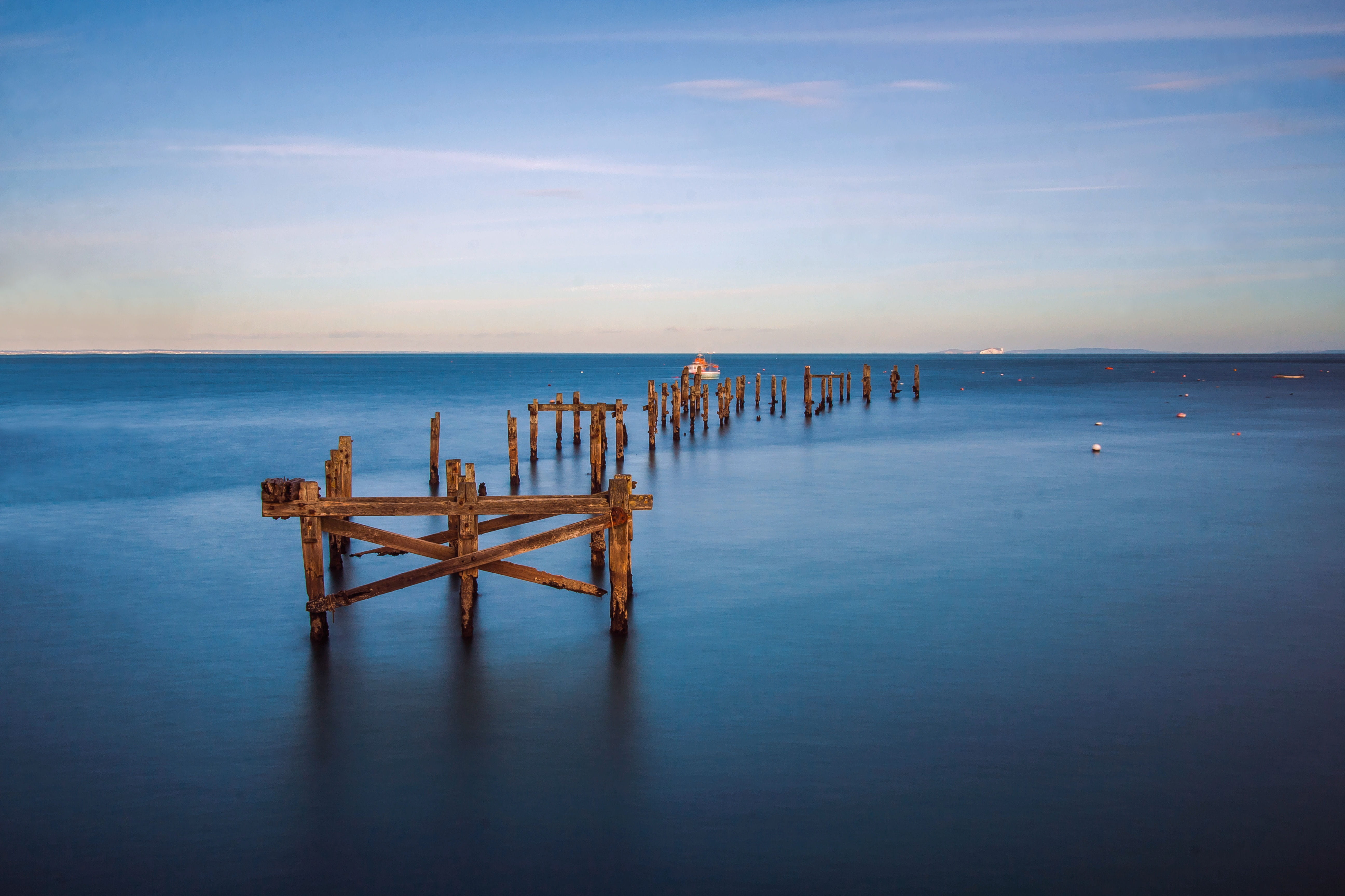 beauty in nature, old pier, body, post, england, scenics - nature, idyllic, no people, nature, wood - material, sunset, tranquility, beach, horizon over water, HD Wallpaper
