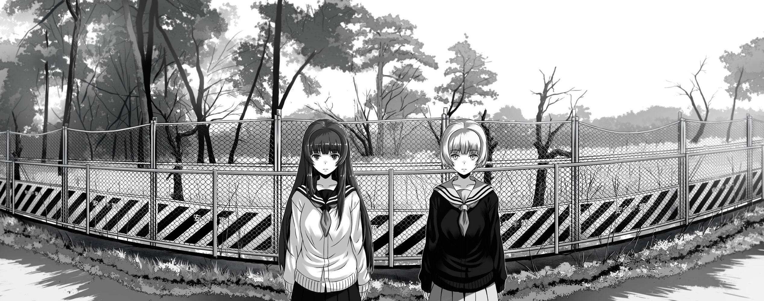 women, monochrome, 1080P, young adult, people, casual clothing, young women, water, Pixiv, plant, real people, front view, lifestyles, day, full length, HD Wallpaper