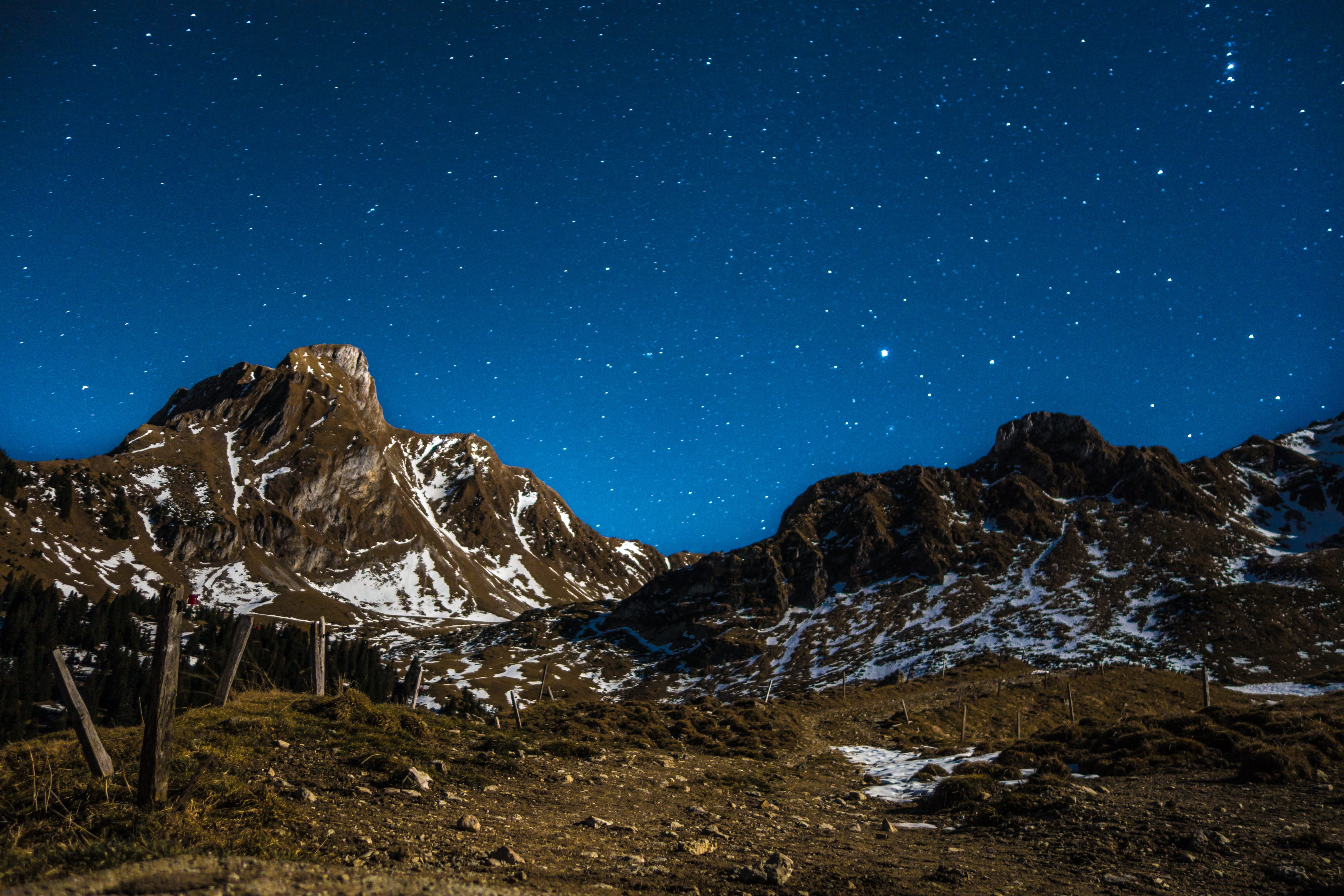 star - space, space and astronomy, scenics - nature, sky, tranquility, Night Sky, space, cold temperature, 5K, milky way, tranquil scene, snow, long exposure, HD Wallpaper