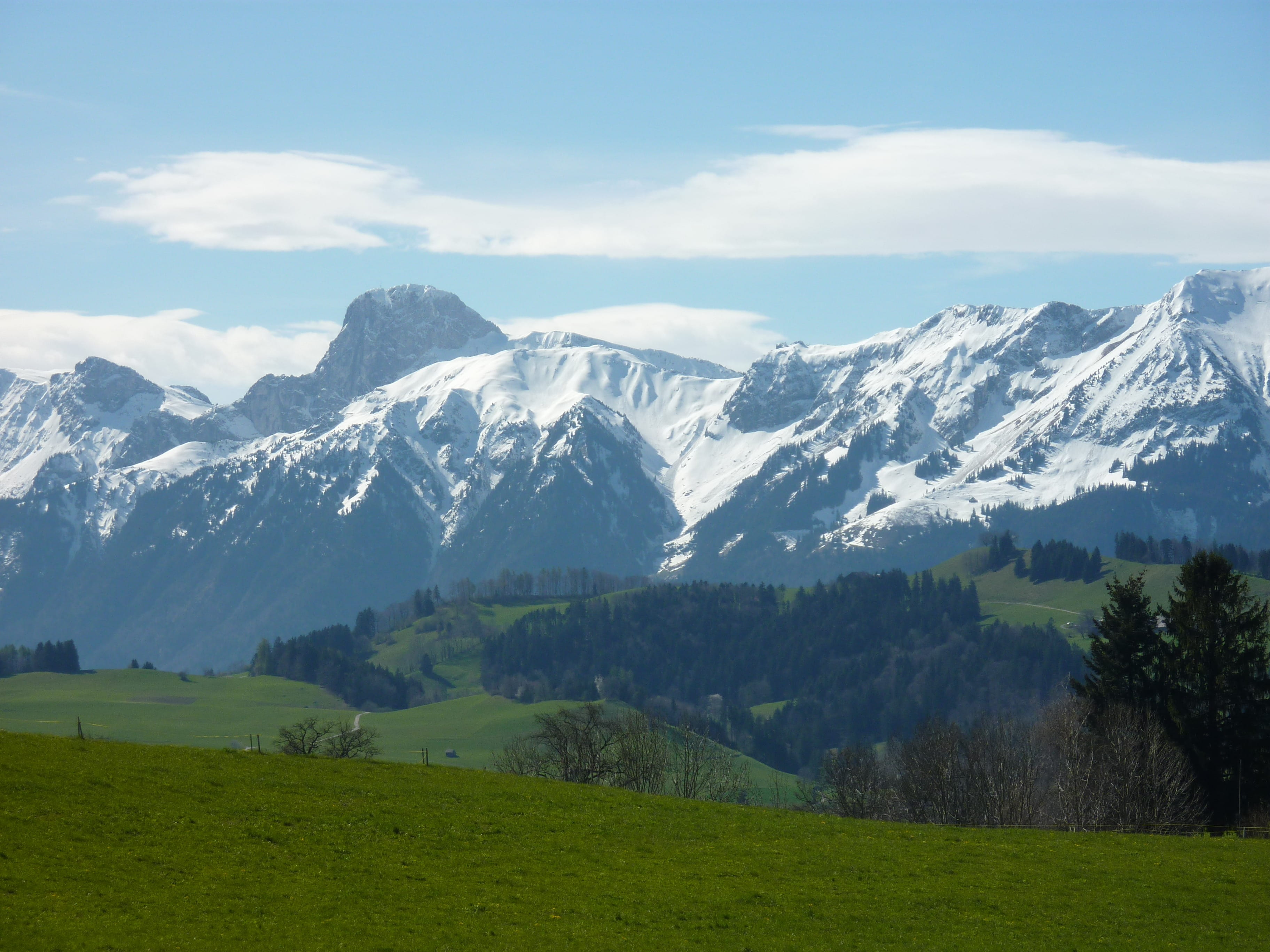 winter, tranquility, gantrisch massif, sky, snow, black burger country, cloud - sky, spring, beauty in nature, Mountains, mountain peak, tranquil scene, HD Wallpaper