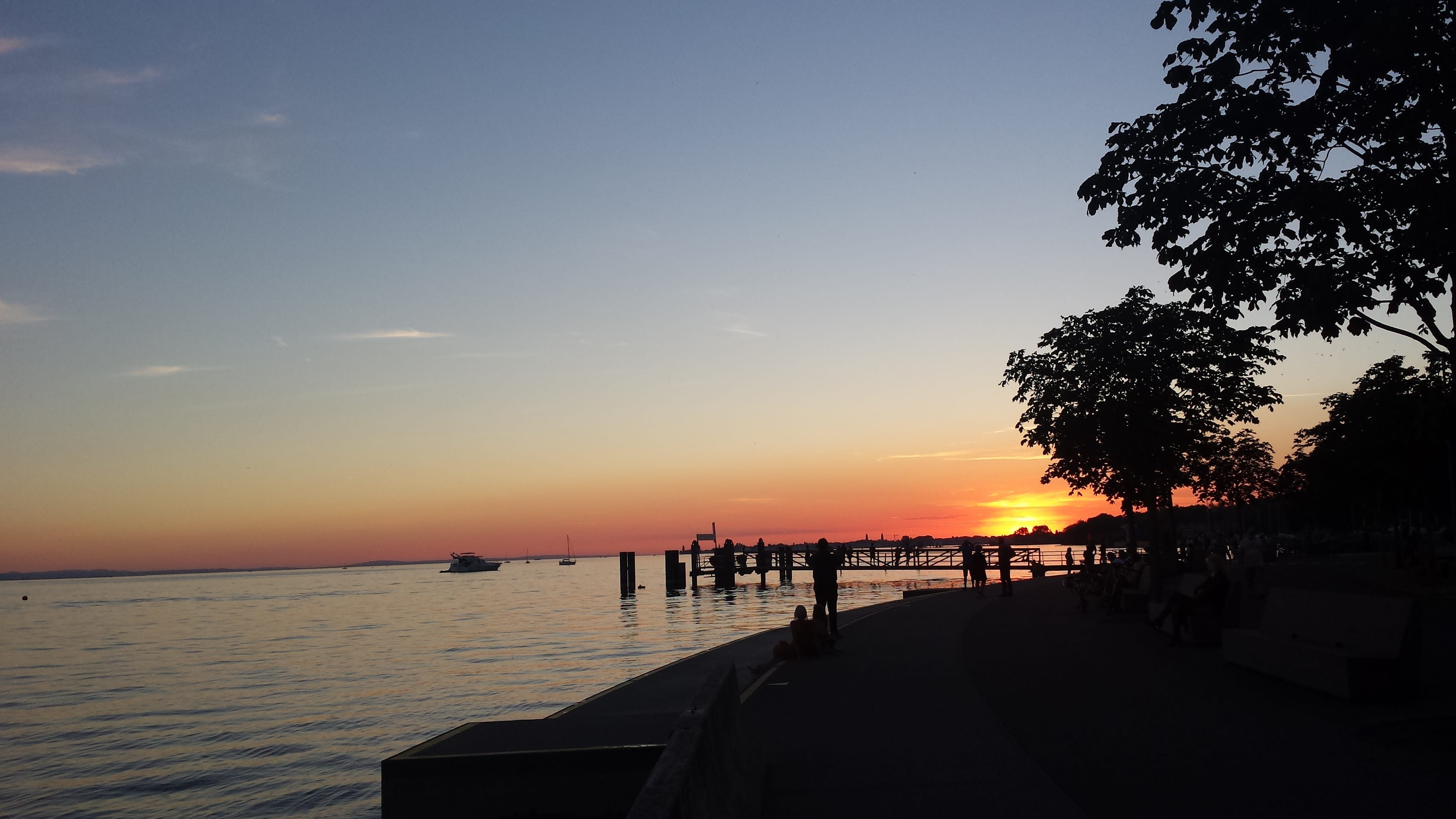 4K, sun, romantic, water, Lake Constance, horizon over water, tranquil scene, scenics - nature, bregenzer festspiele, austria, idyllic, outdoors, nature, HD Wallpaper