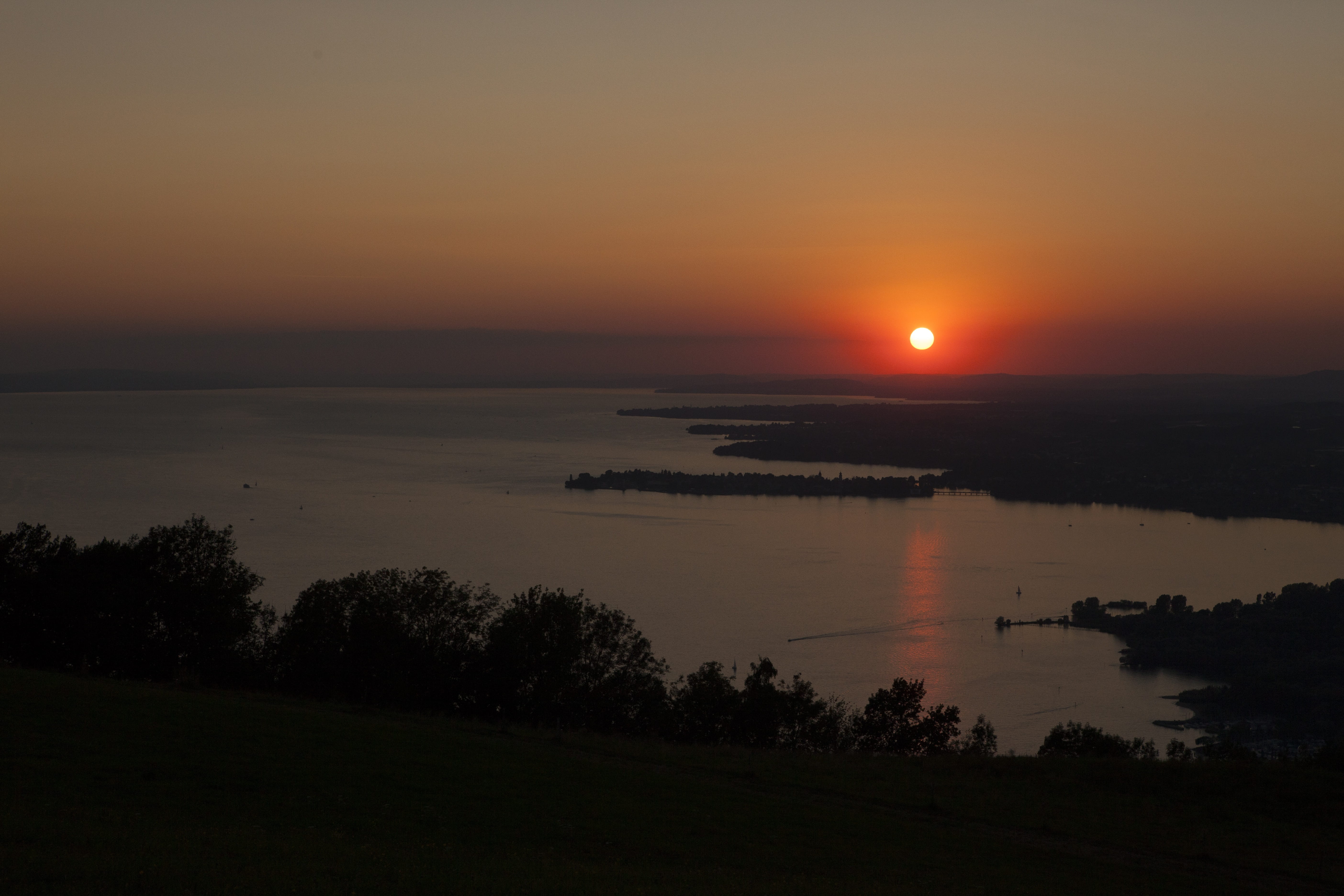atmospheric, sun, water, tranquility, sunset, lake constance, sea, non-urban scene, nature, abendstimmung, no people, orange color, romantic sky, scenics - nature, HD Wallpaper