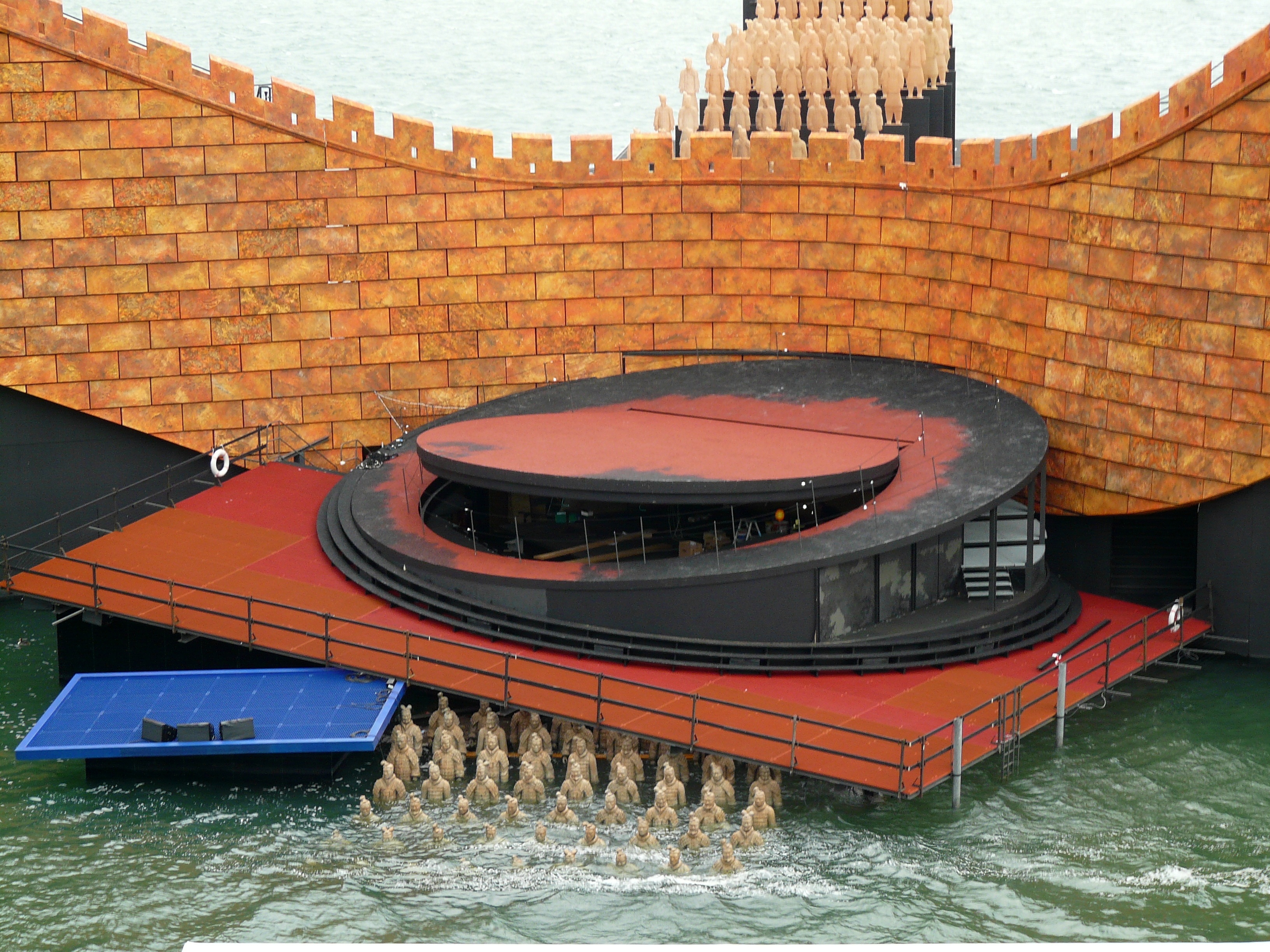 built structure, bregenzer festspiele, architecture, nautical vessel, day, turandot stage, wall, lake stage, building exterior, brick, nature, roof tile, HD Wallpaper