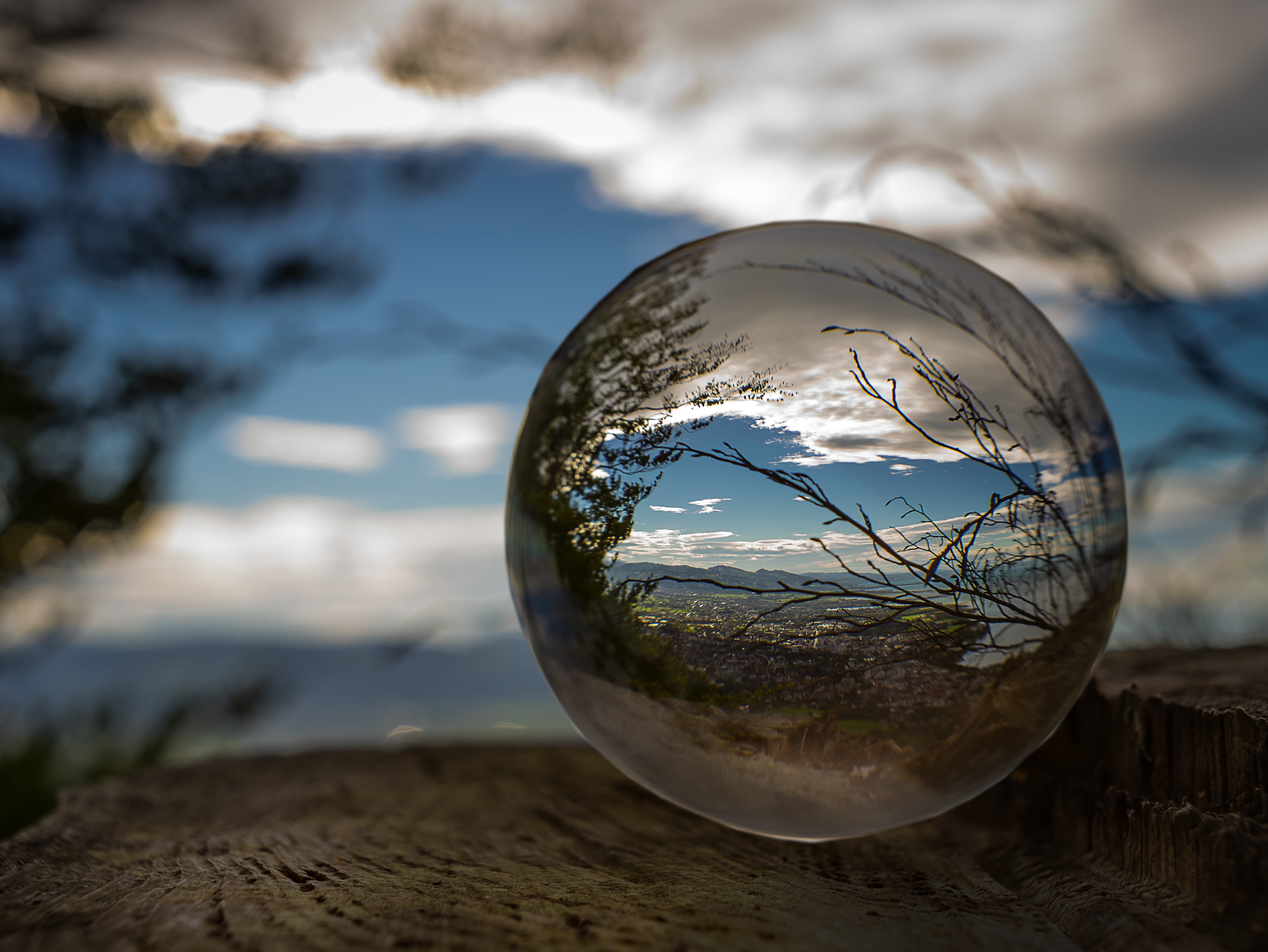 no people, scenics - nature, scenic, environment, 5K, sphere, crystal ball, travel, clouds, close-up, transparent, bregenz, reflection, water, landscape, HD Wallpaper