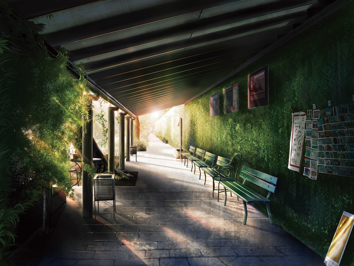 illuminated, tree, no people, absence, built structure, bench, day, benches, sunlight, outdoors, building, architecture, 720P, plant, building exterior, HD Wallpaper