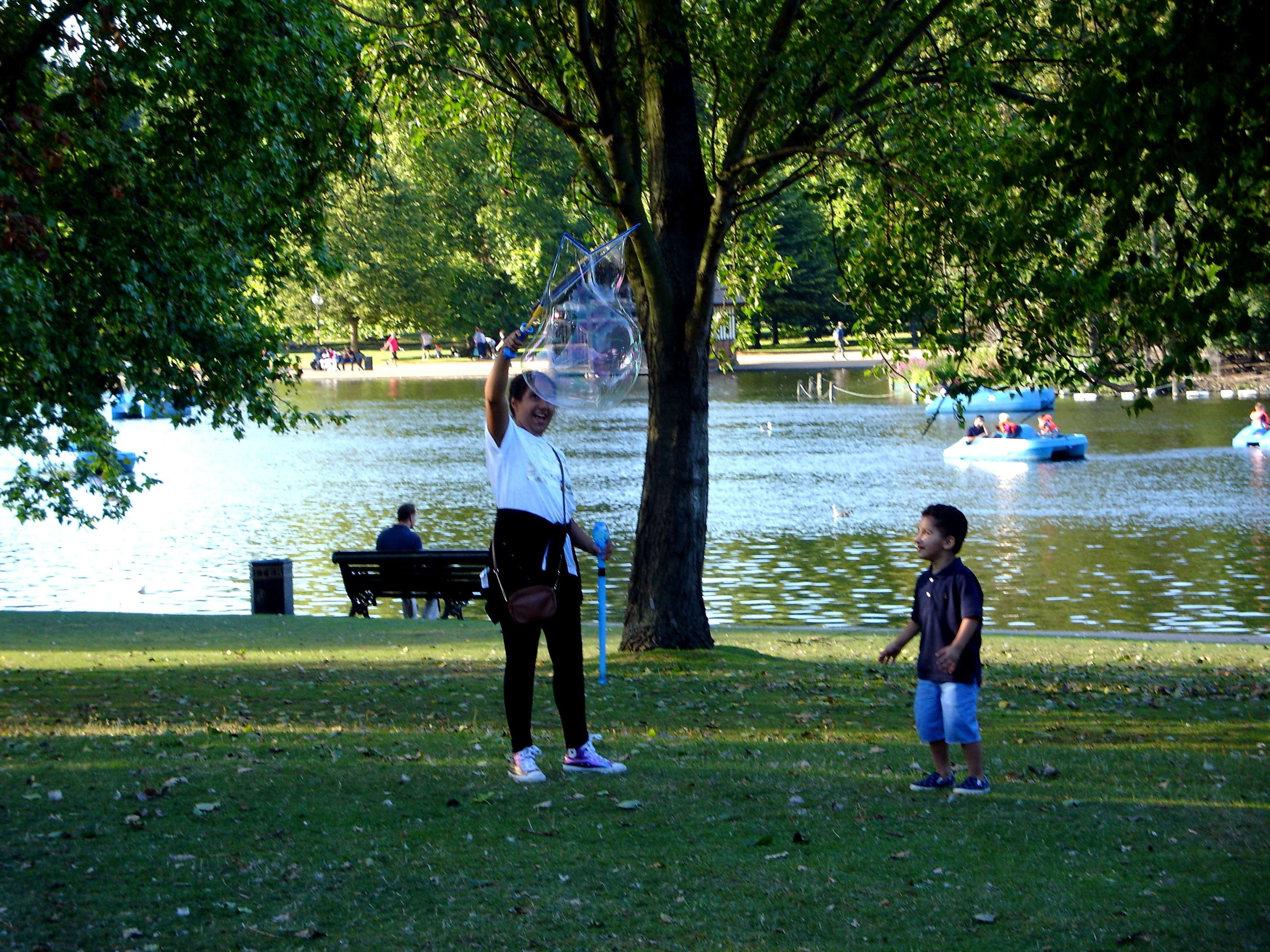 hyde park, park, mother, lifestyles, bubble, outdoor, real people, men, nature, girls, tree, grass, family, child, fun, boys, childhood, water, sibling, HD Wallpaper