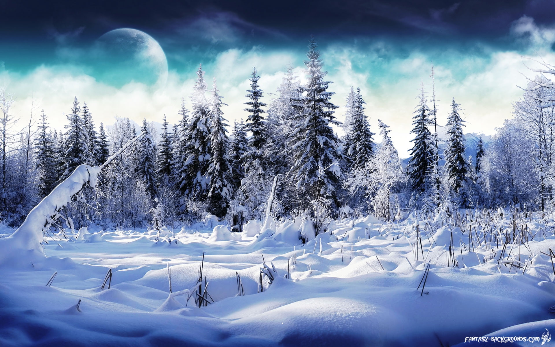 moons, hd, snow, Winter, 1080P, x, wonderland, space, art, moon, HD Wallpaper