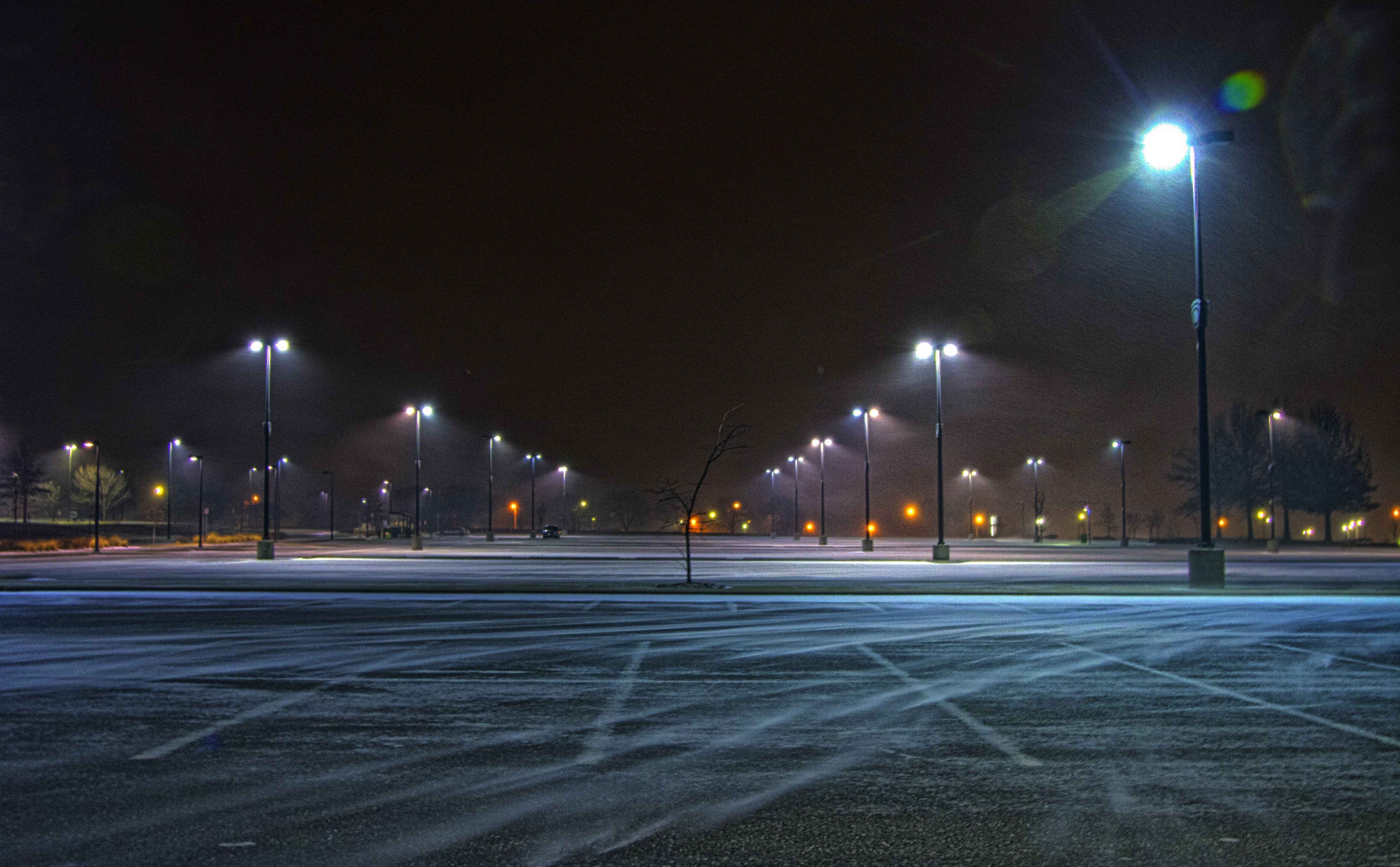 Lawrence, Kansas, Cold, lighting equipment, empty, Nature, light, sky, transportation, built structure, long exposure, building exterior, Scenery, road, HD Wallpaper