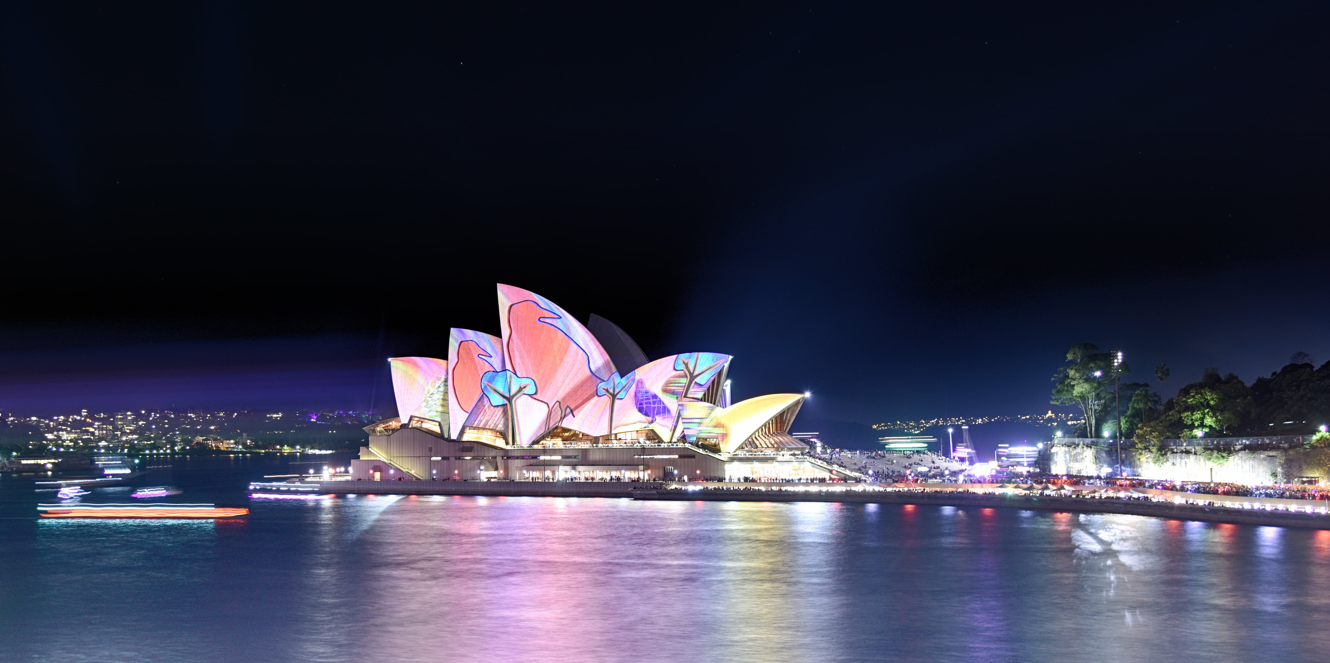 5K, arts culture and entertainment, night, australia, outdoors, opera, building, nightlife, house, sydney, skyscraper, time, travel destinations, modern, HD Wallpaper